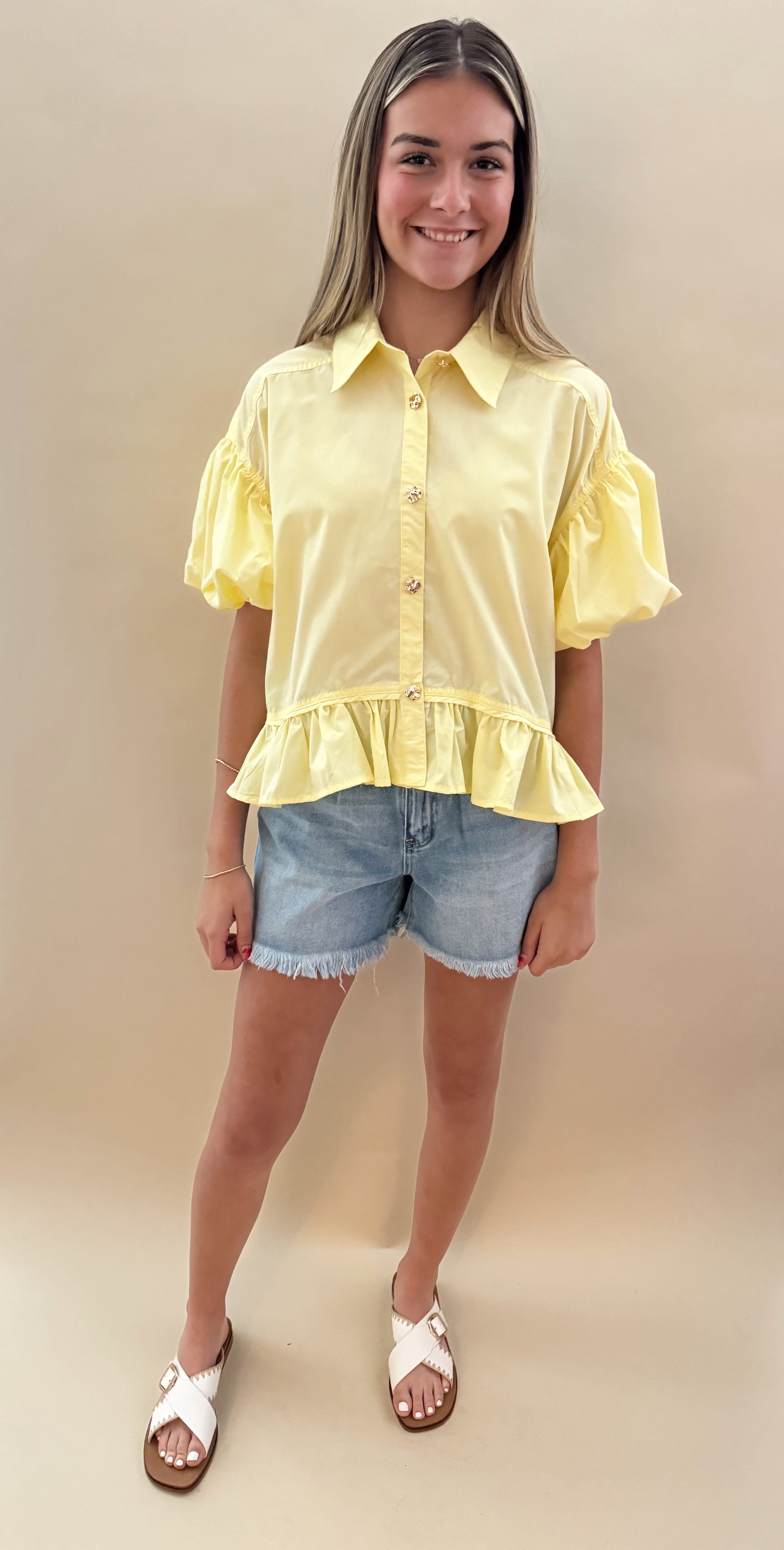 Yellow Peplum Top