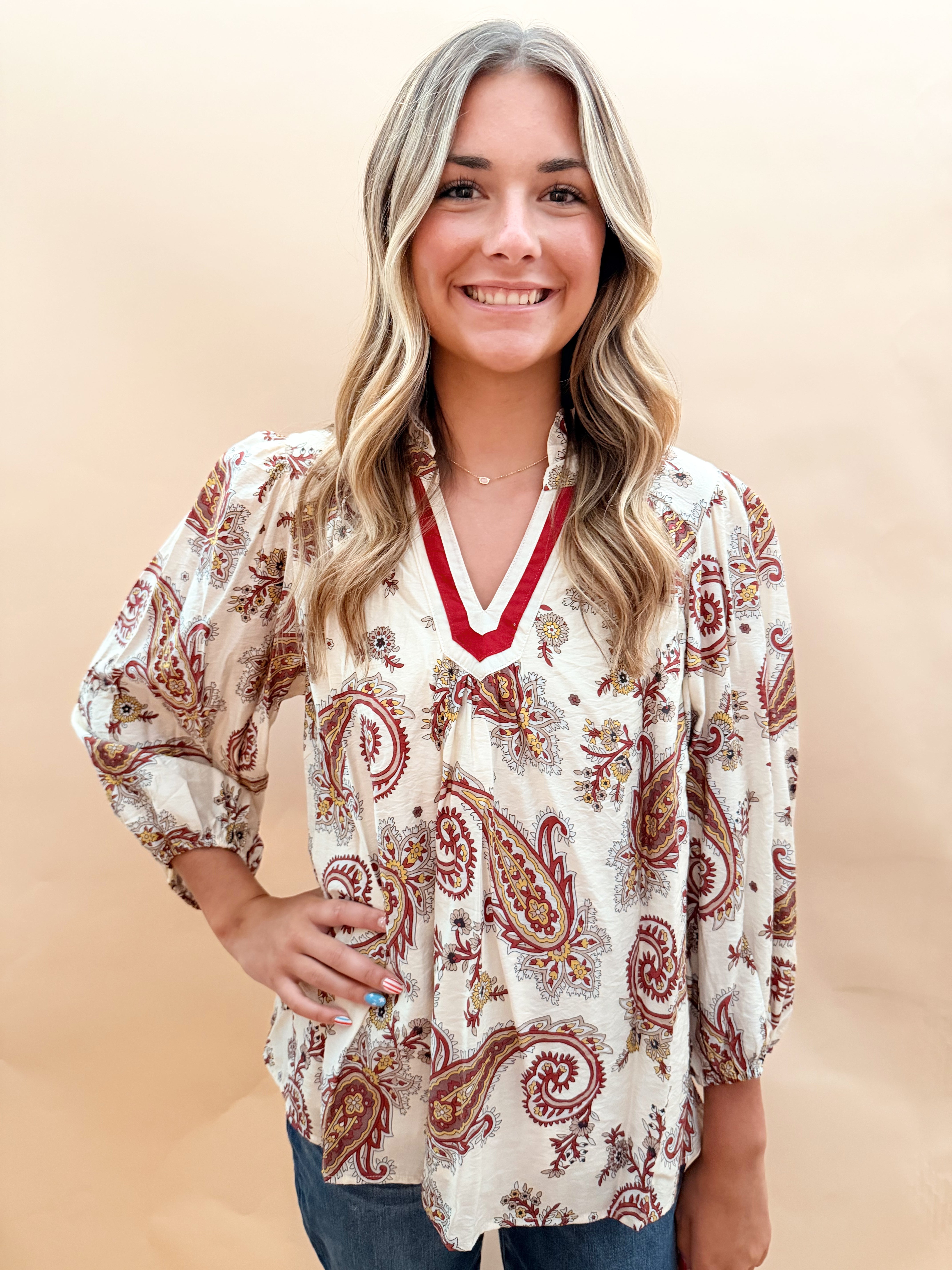 Paisley print long sleeve top