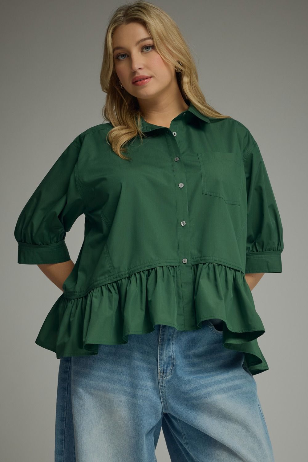 Solid Peplum Top