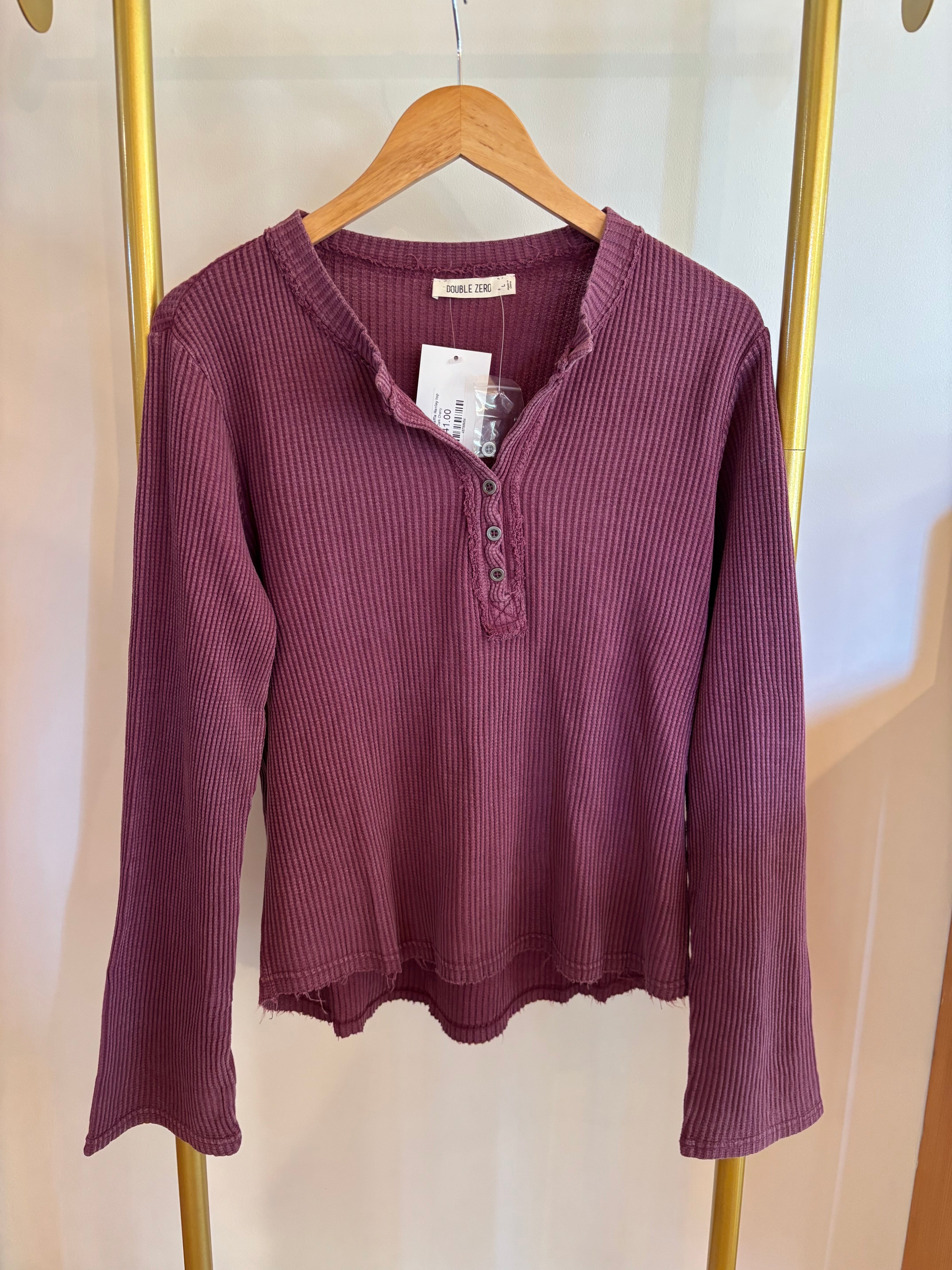 Mineral wash waffle Henley top