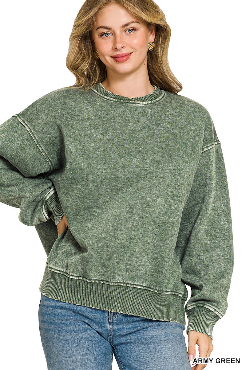 Snow Wash Fleece Oversized Pullover