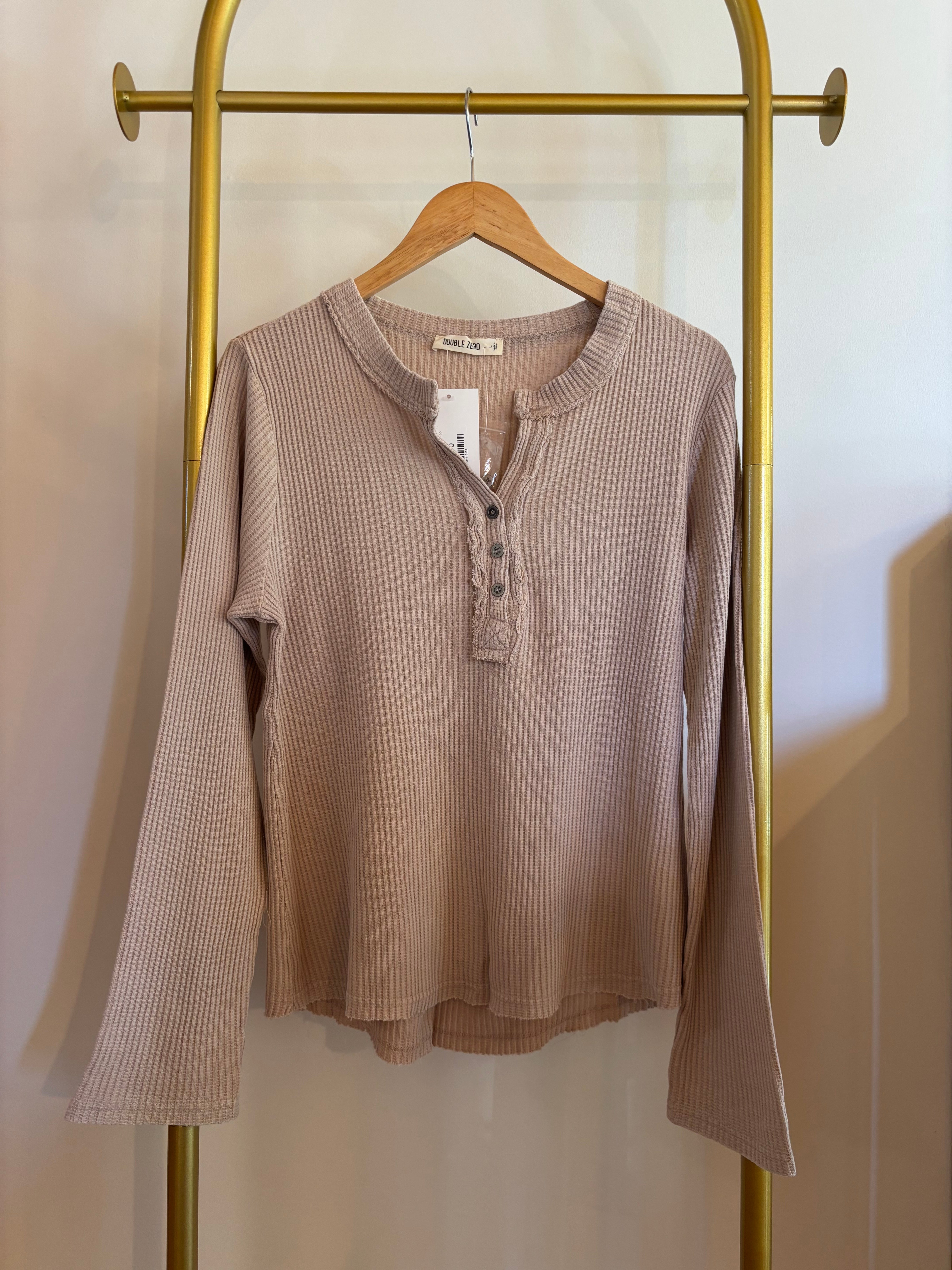 Mineral wash waffle Henley top