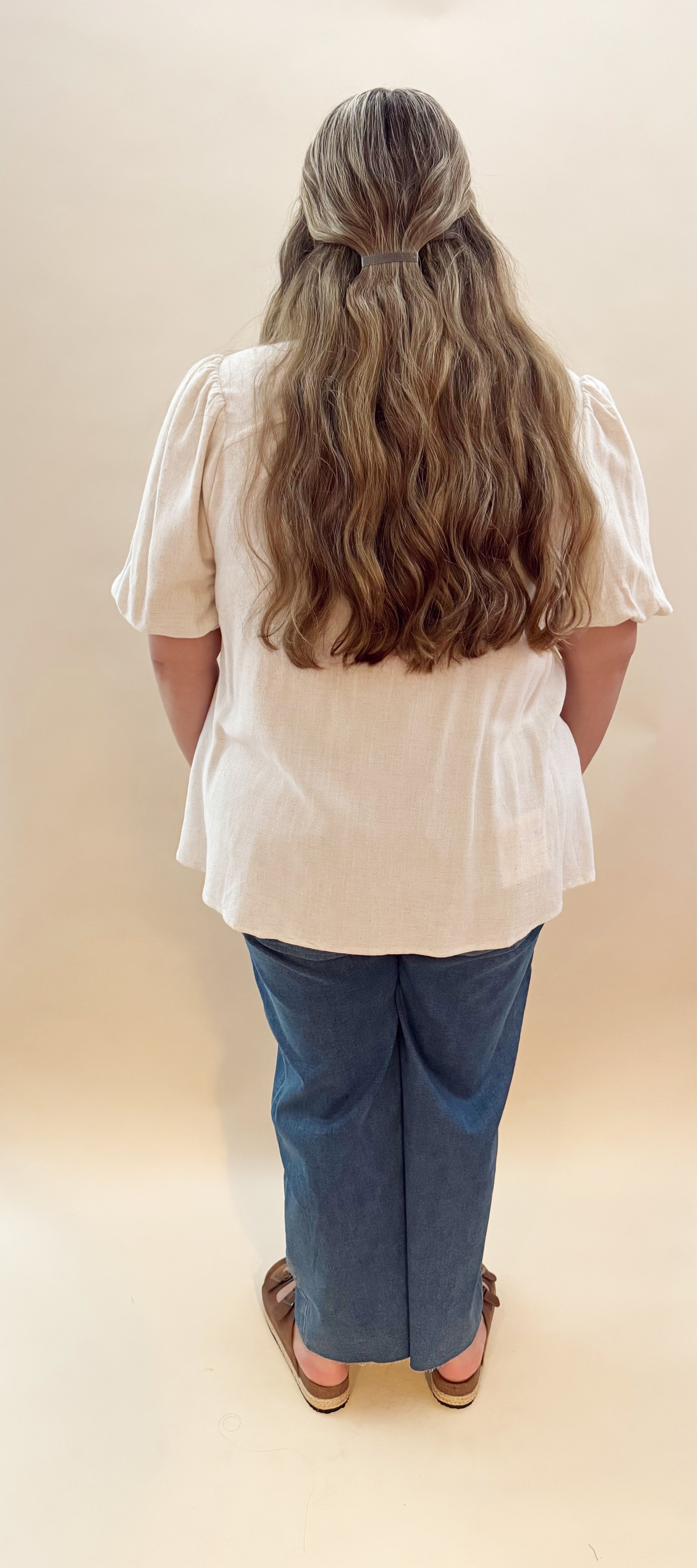 Natural tan flowy top