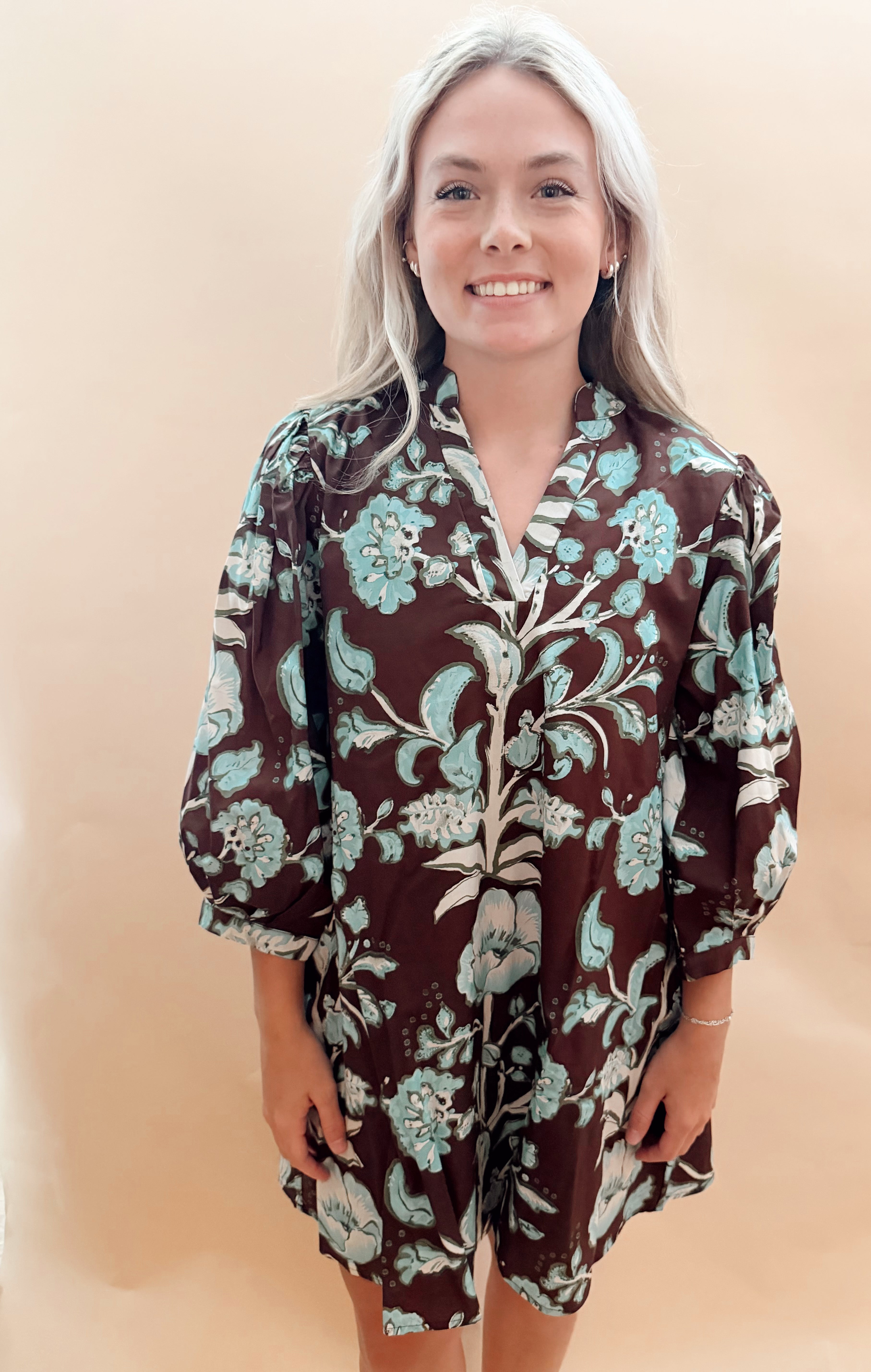 Vneck Knee Length Pattern Dress