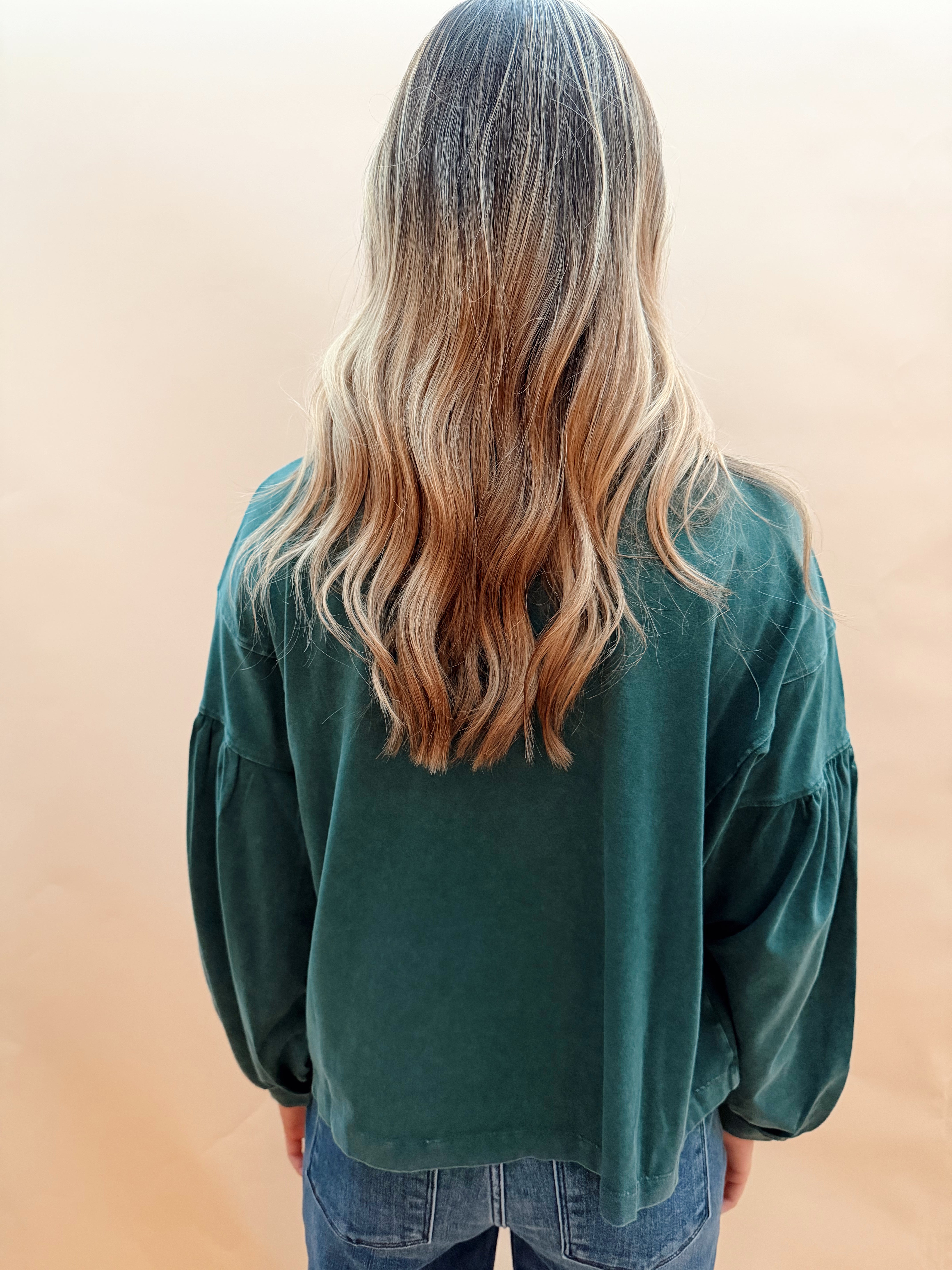Puff Sleeve Long Sleeved Knit Top