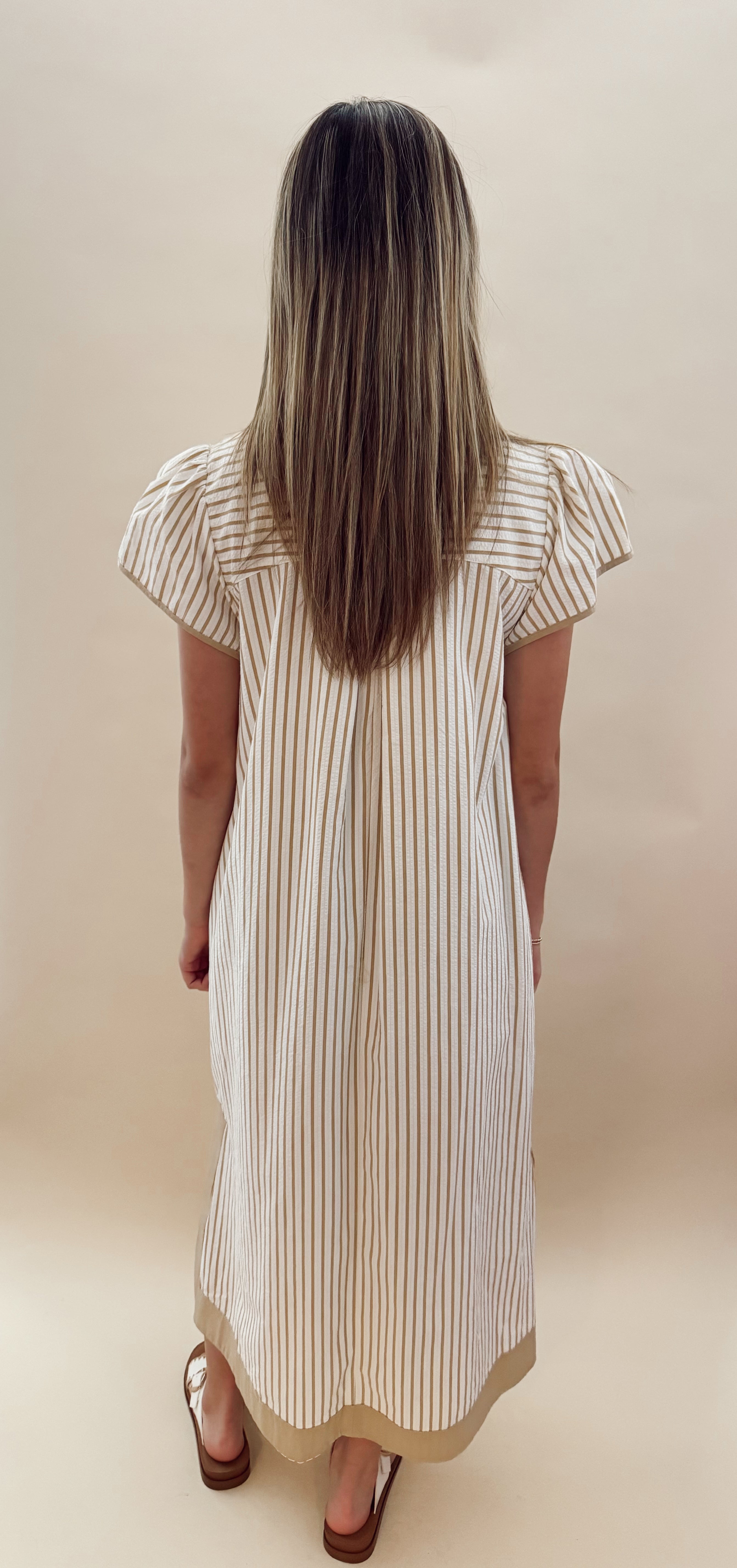 Beige striped maxi