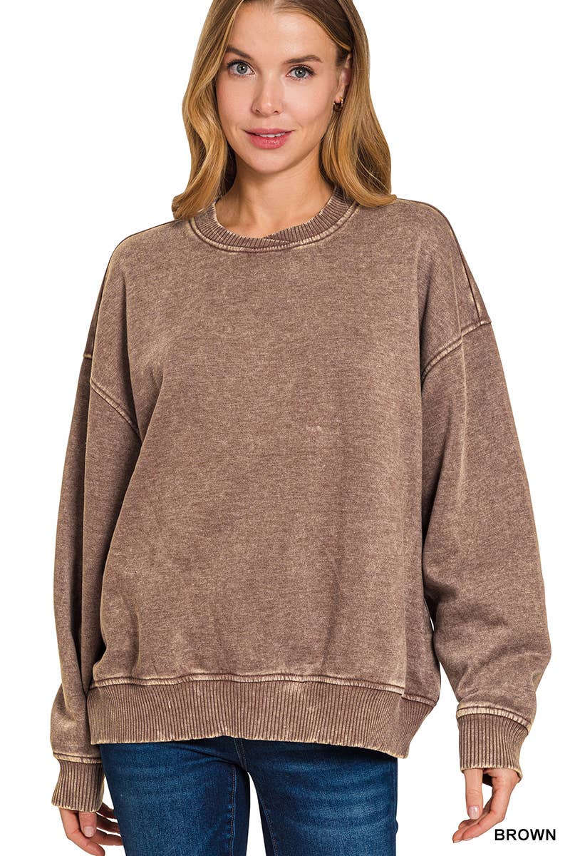 Snow Wash Fleece Oversized Pullover