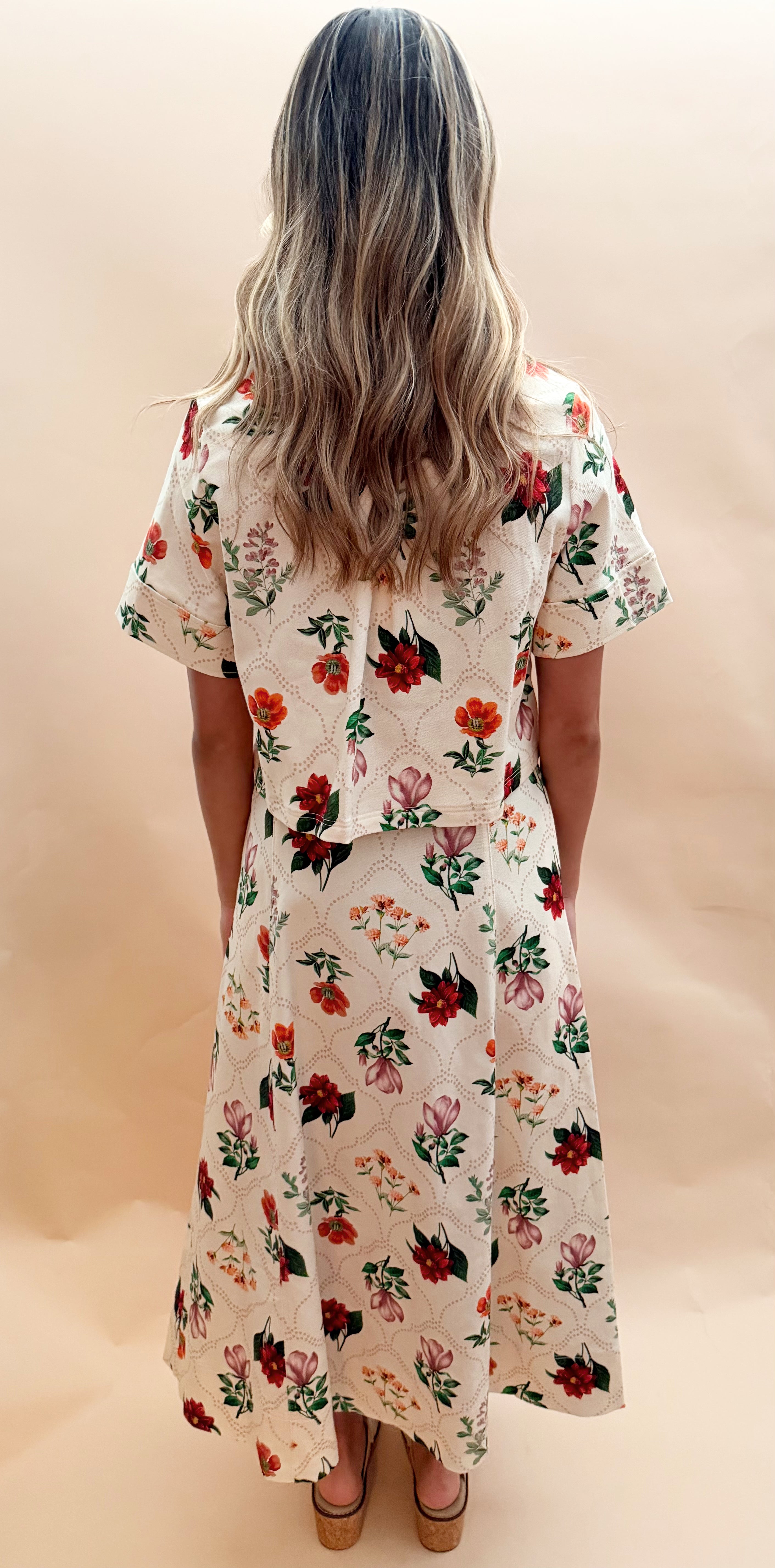 Floral Denim Button Top
