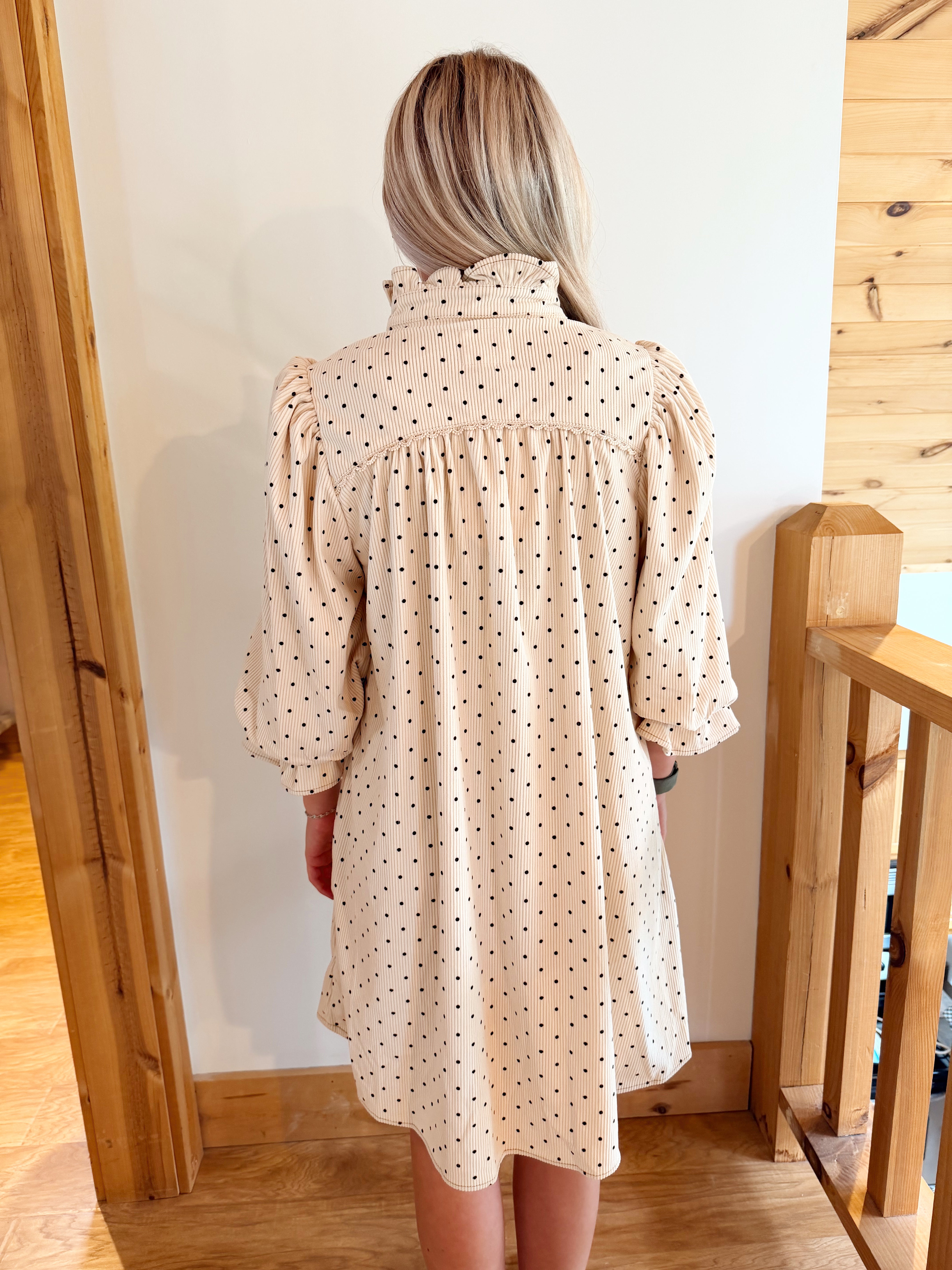 Corduroy dot print dress