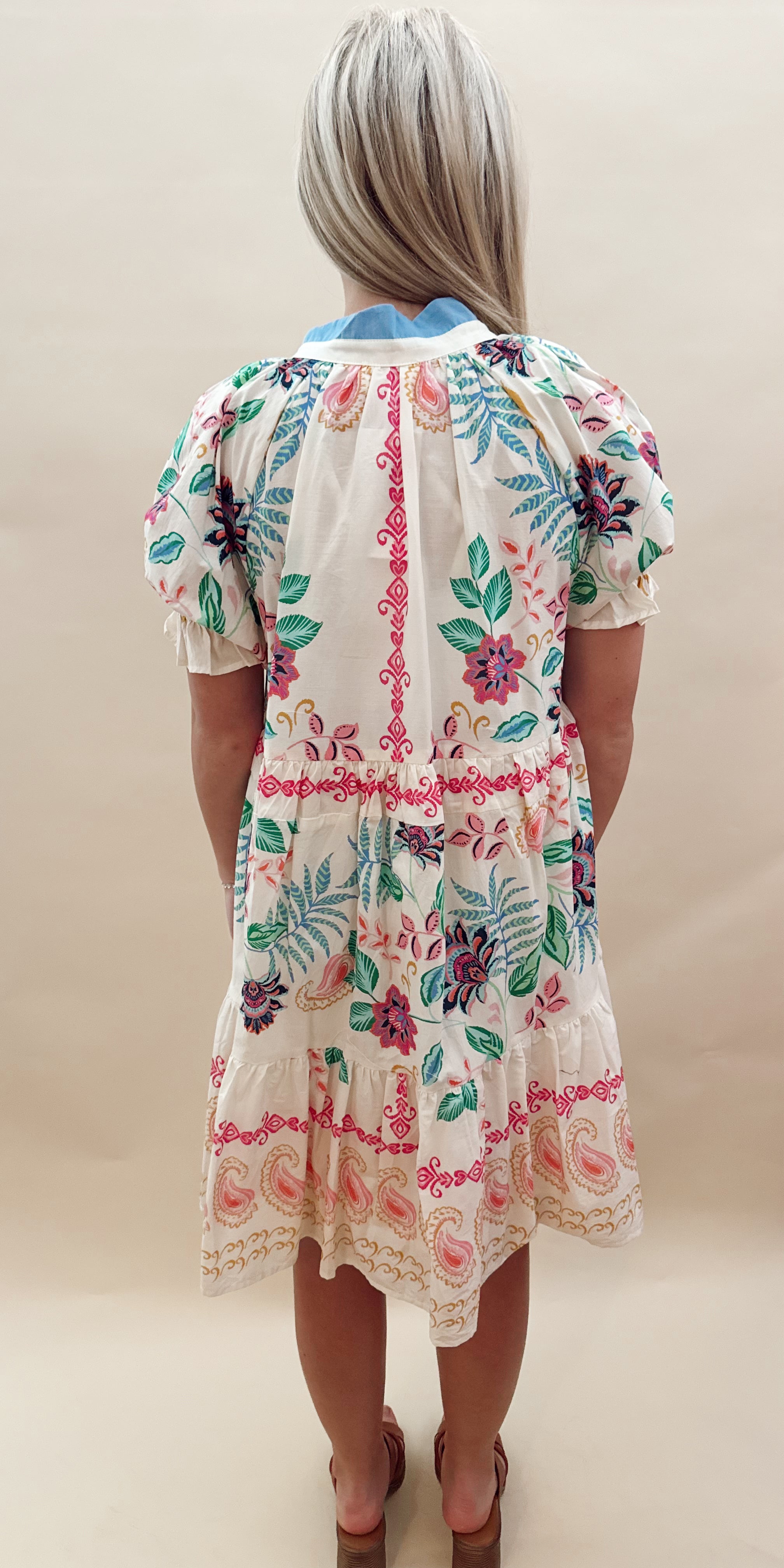 Scallop trim ruffle dress