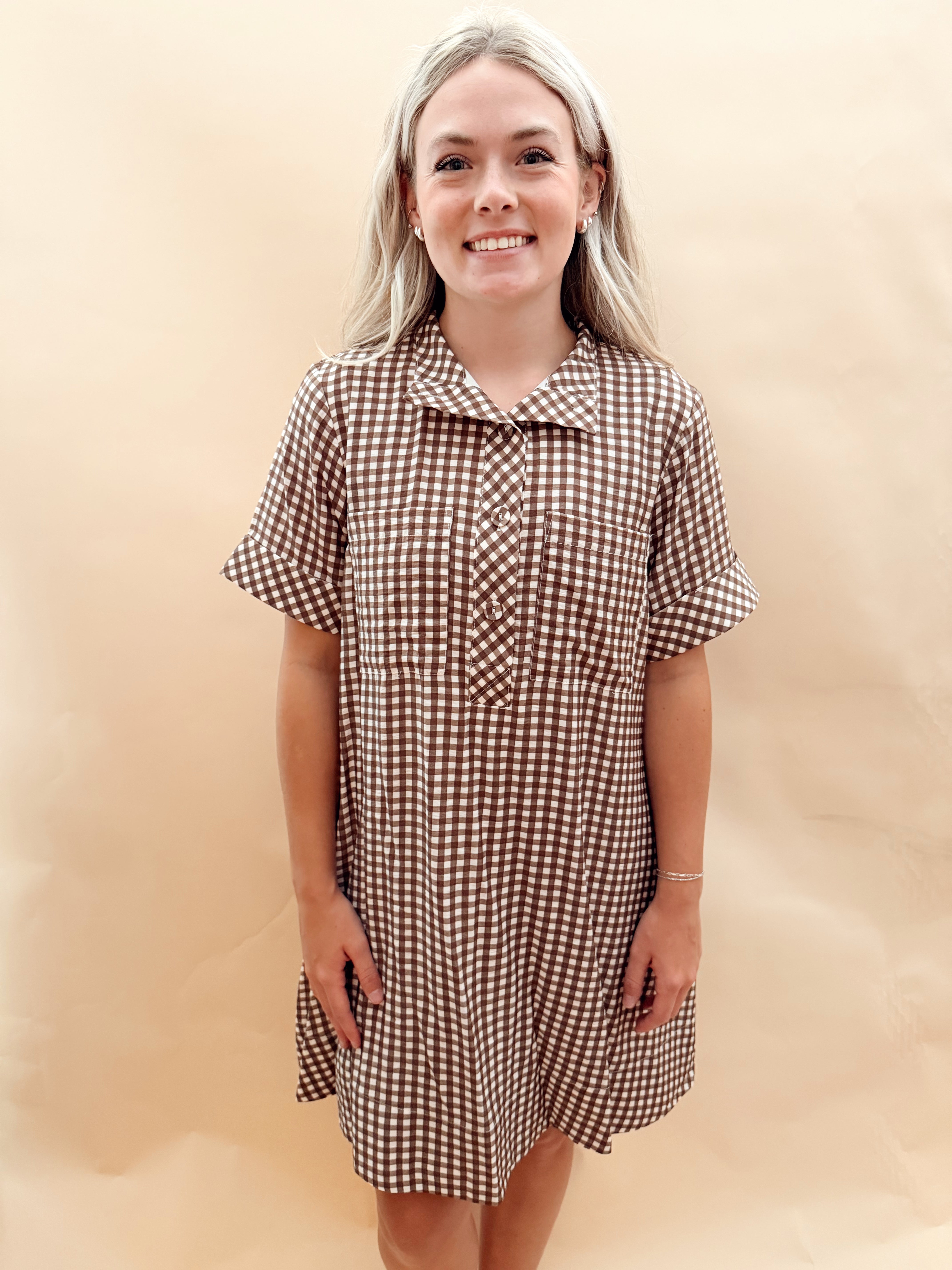 Gingham knee length dress