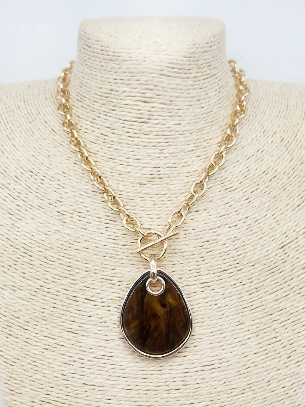 Gold open chain charm necklace