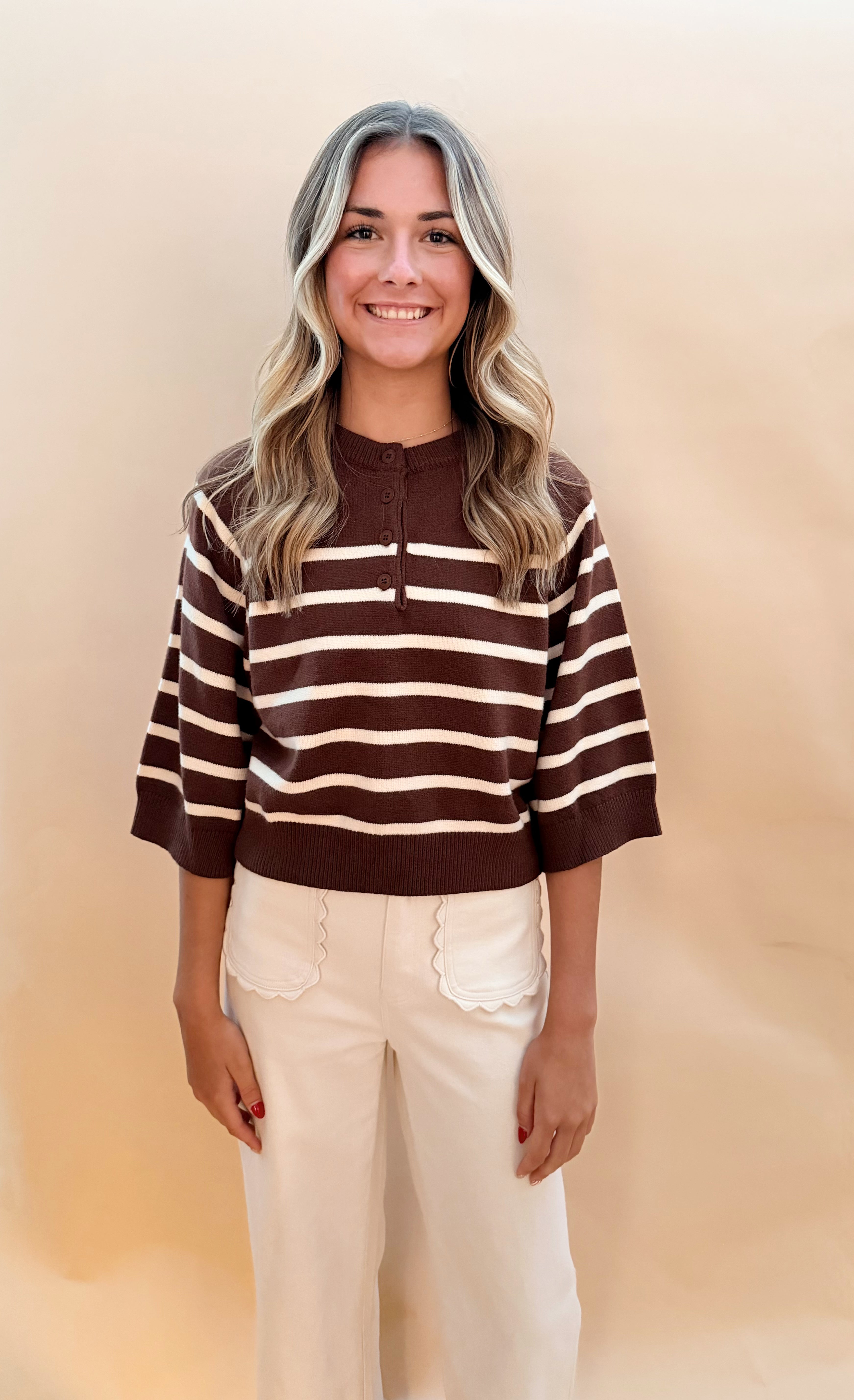 Striped Short Sleeved Sweater
