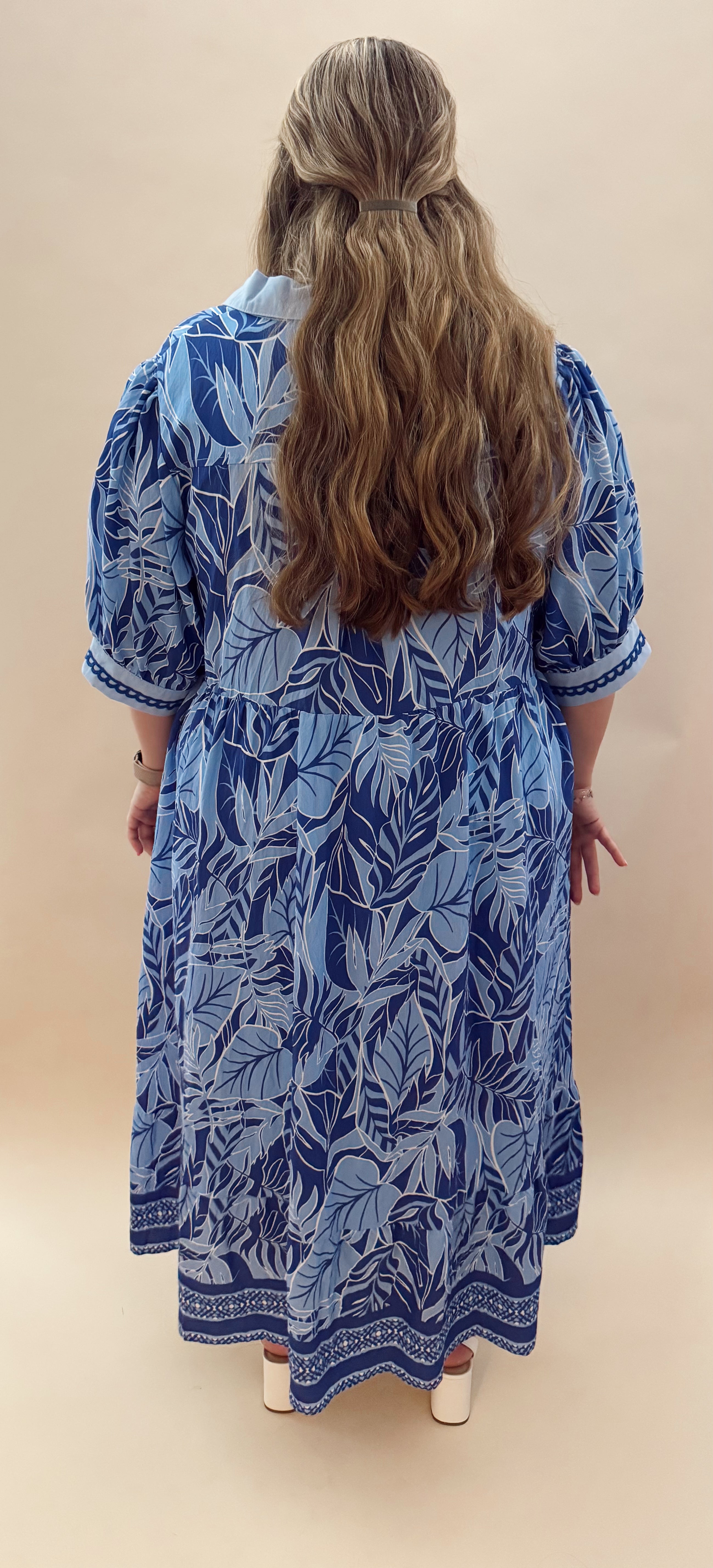Blue pattern maxi dress