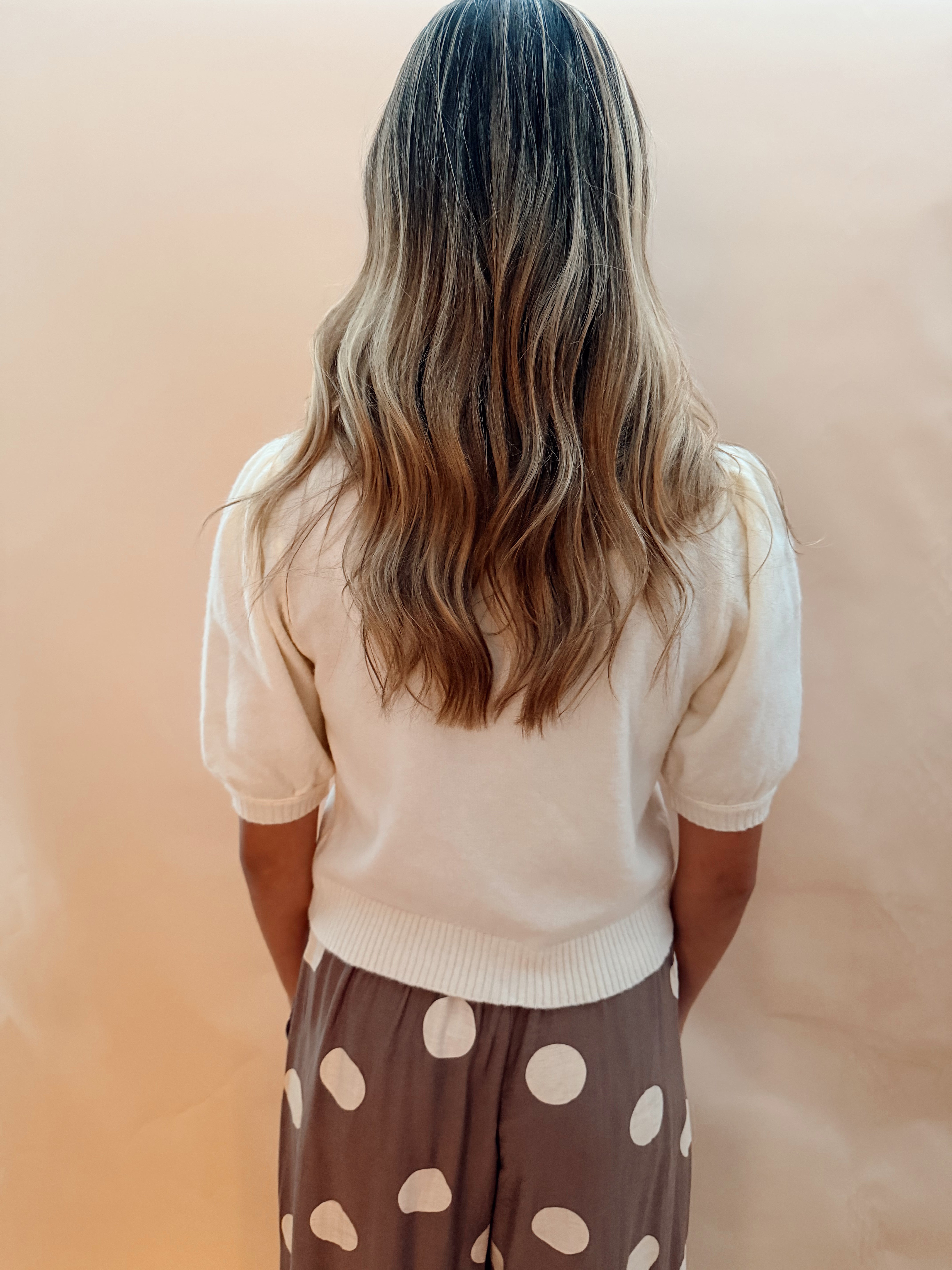 Dot print wide leg pant