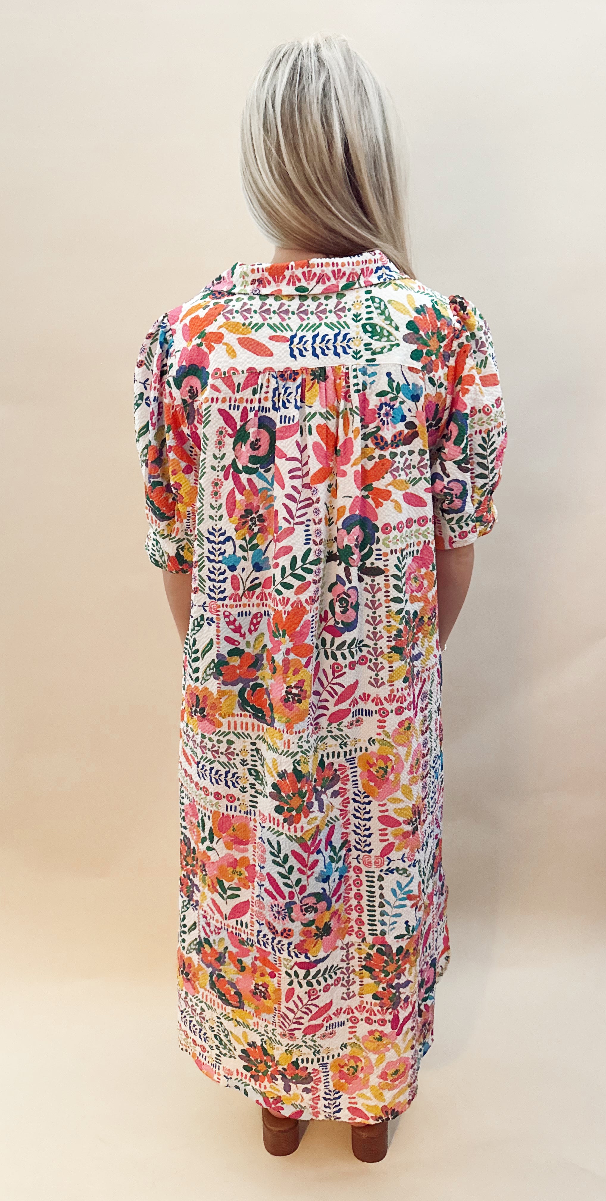 Multi color pattern maxi dress