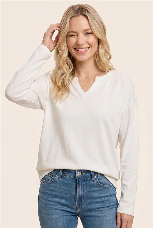 Long sleeve v split neck