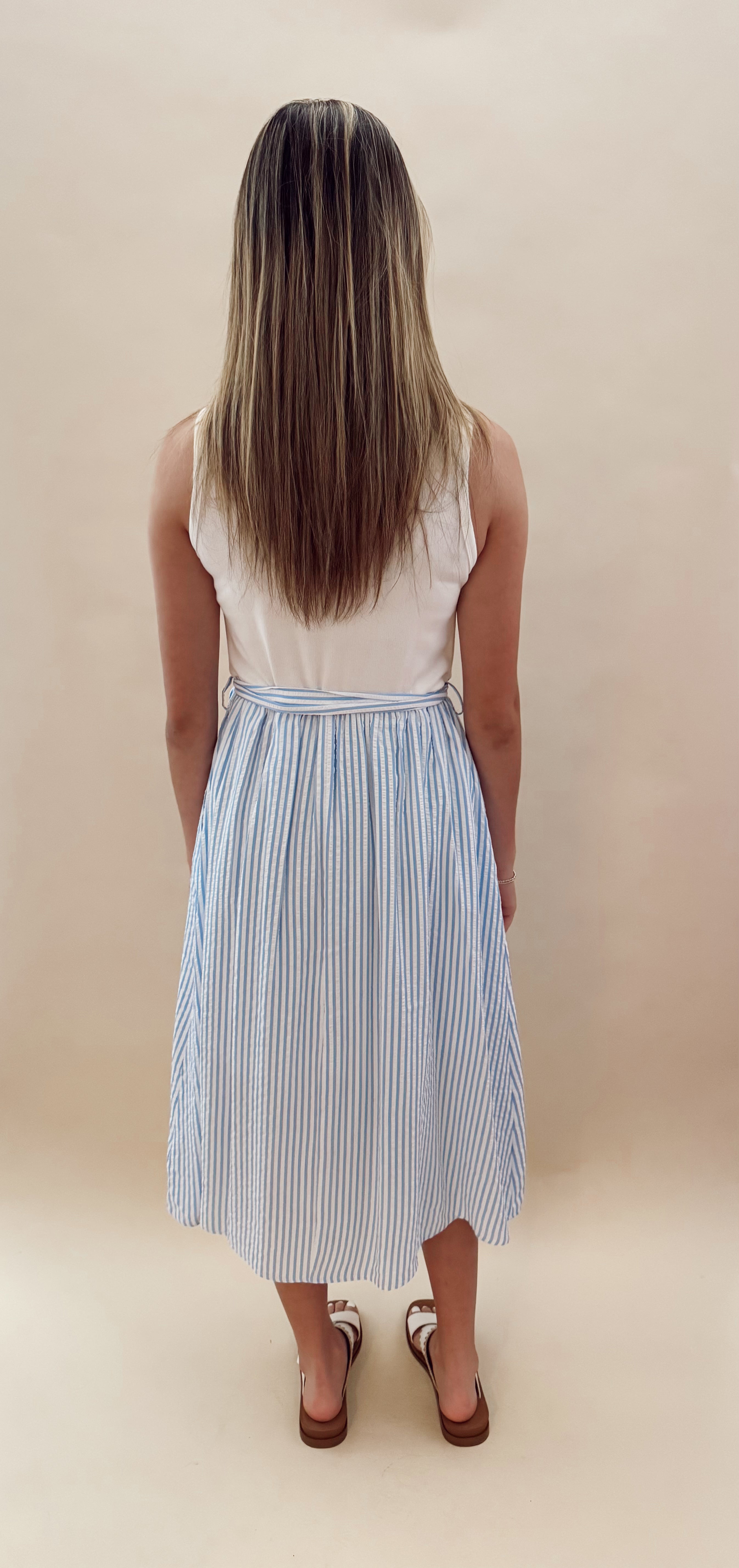 Stripe bottom midi dress