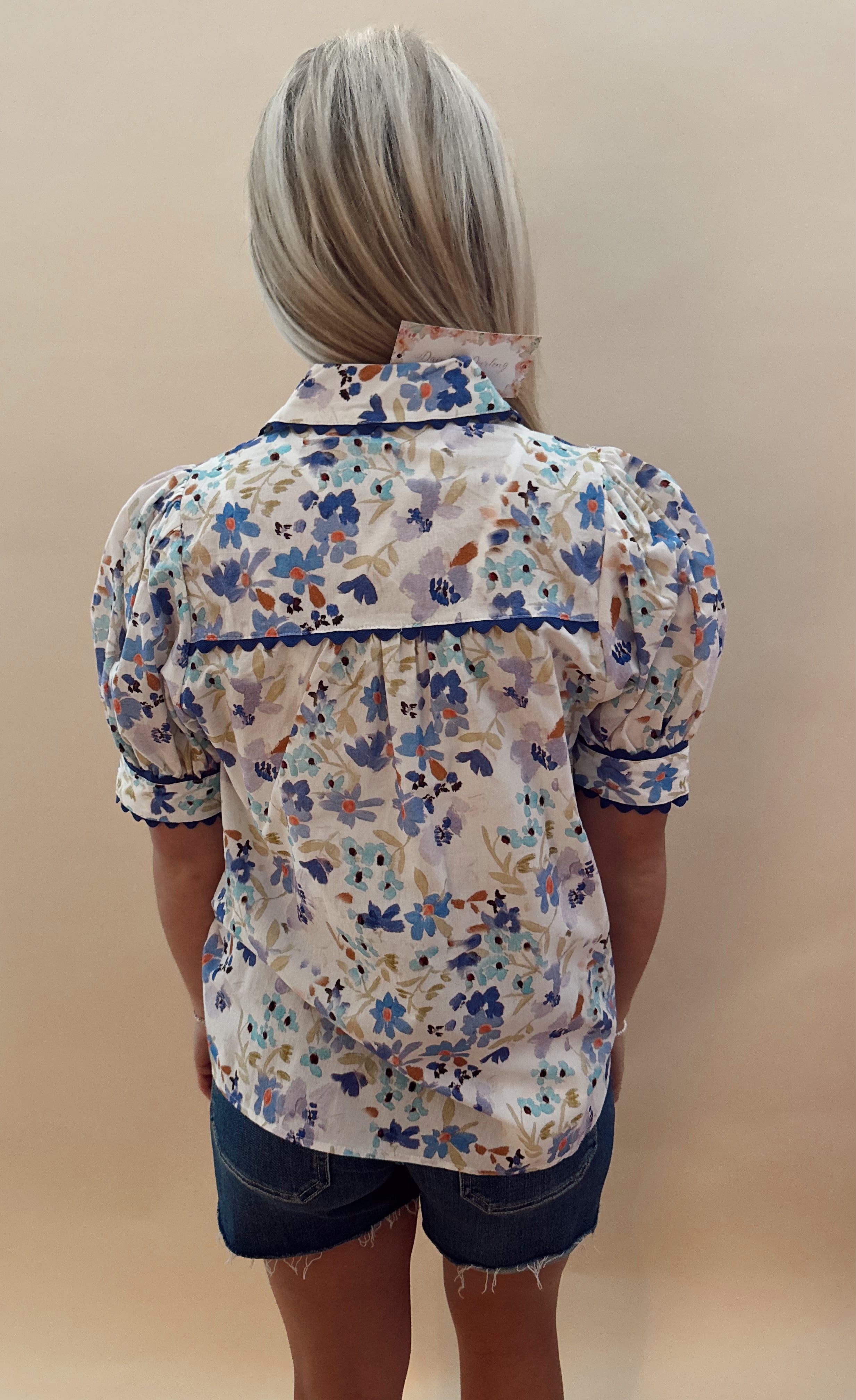 Pastel blues floral top