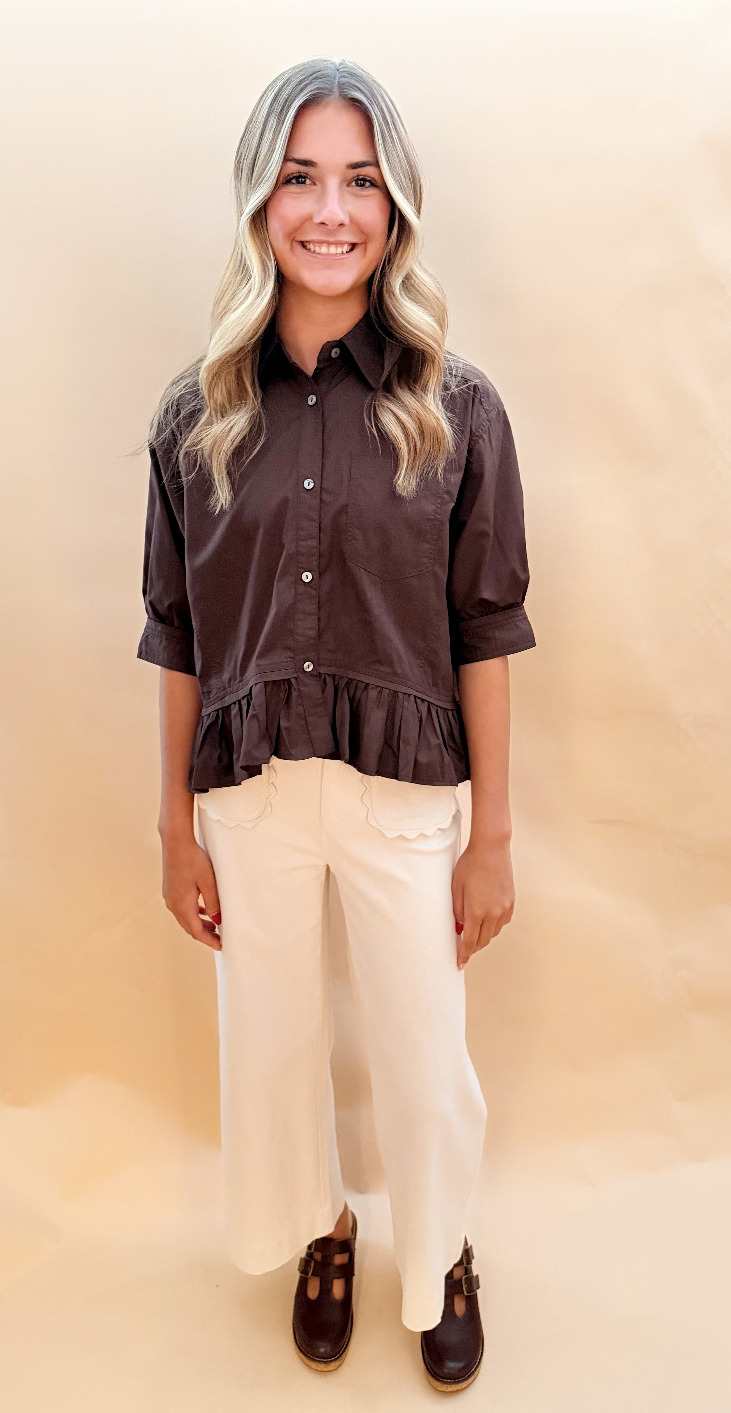Solid peplum top