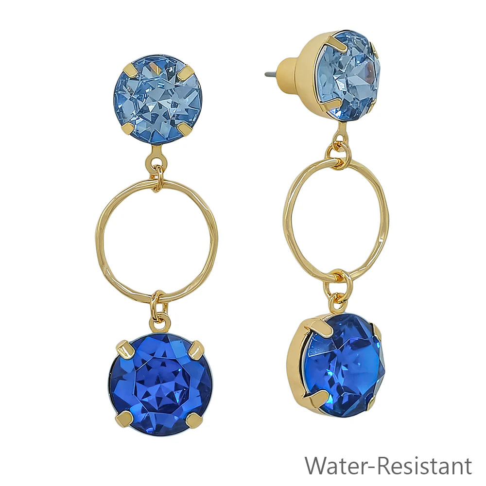 Crystal with Gold Open Circle Earring