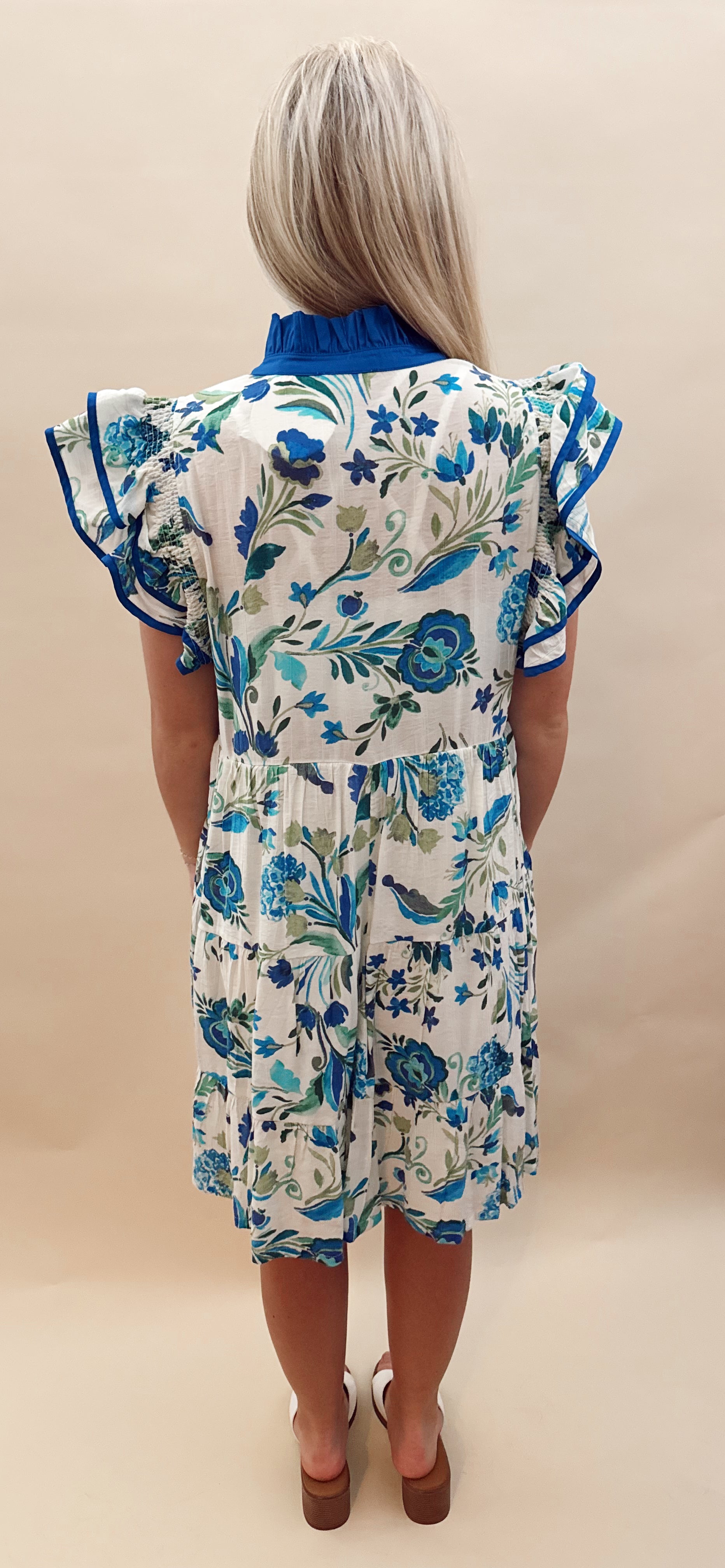 Blue green floral dress