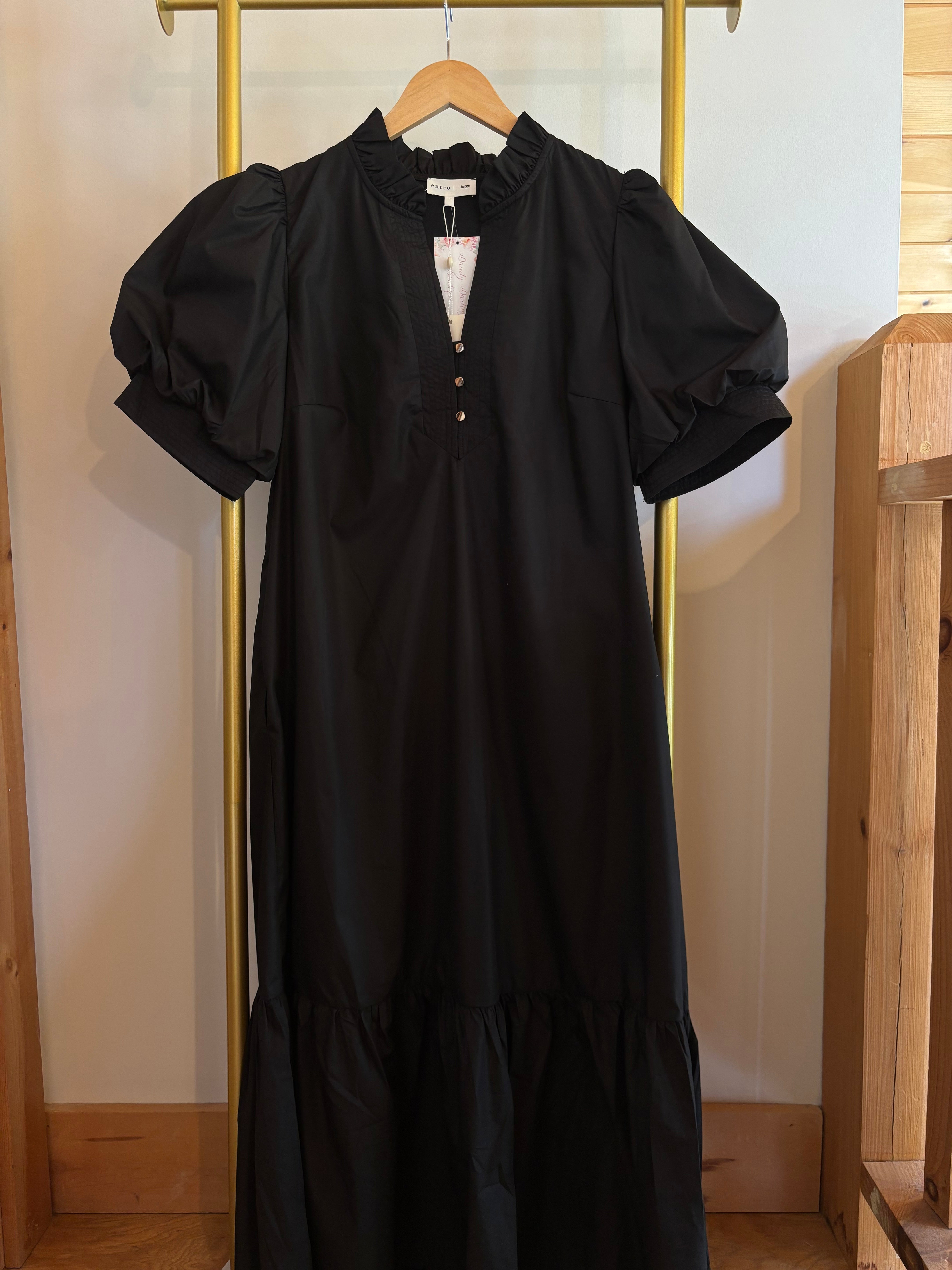 Ruffle bottom maxi dress with buttons