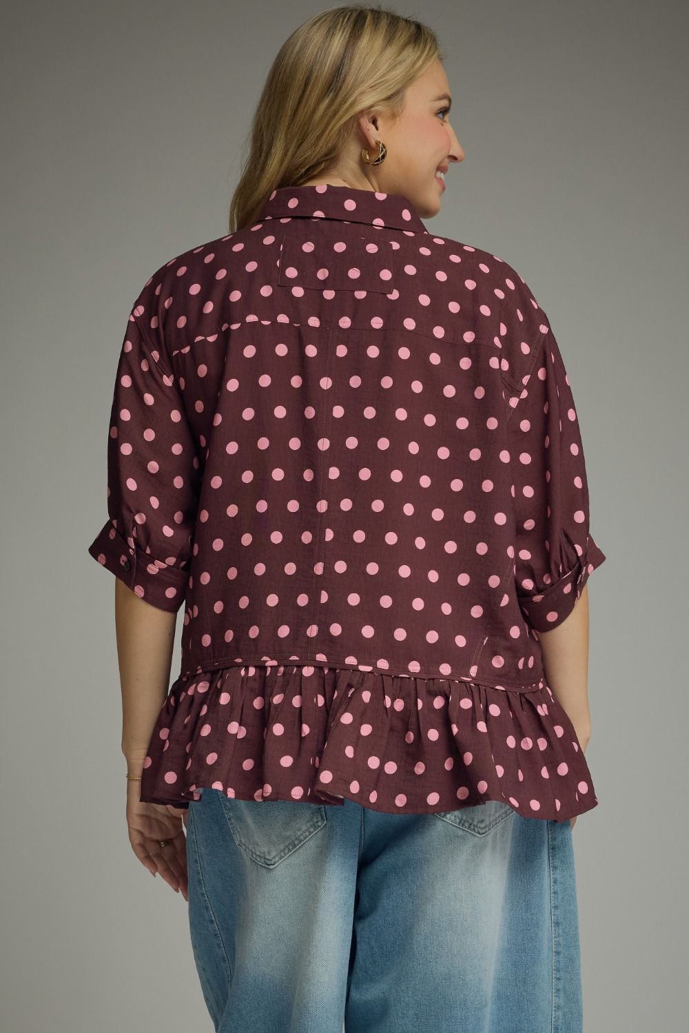 Polka dot Ruffle Bottom Blouse