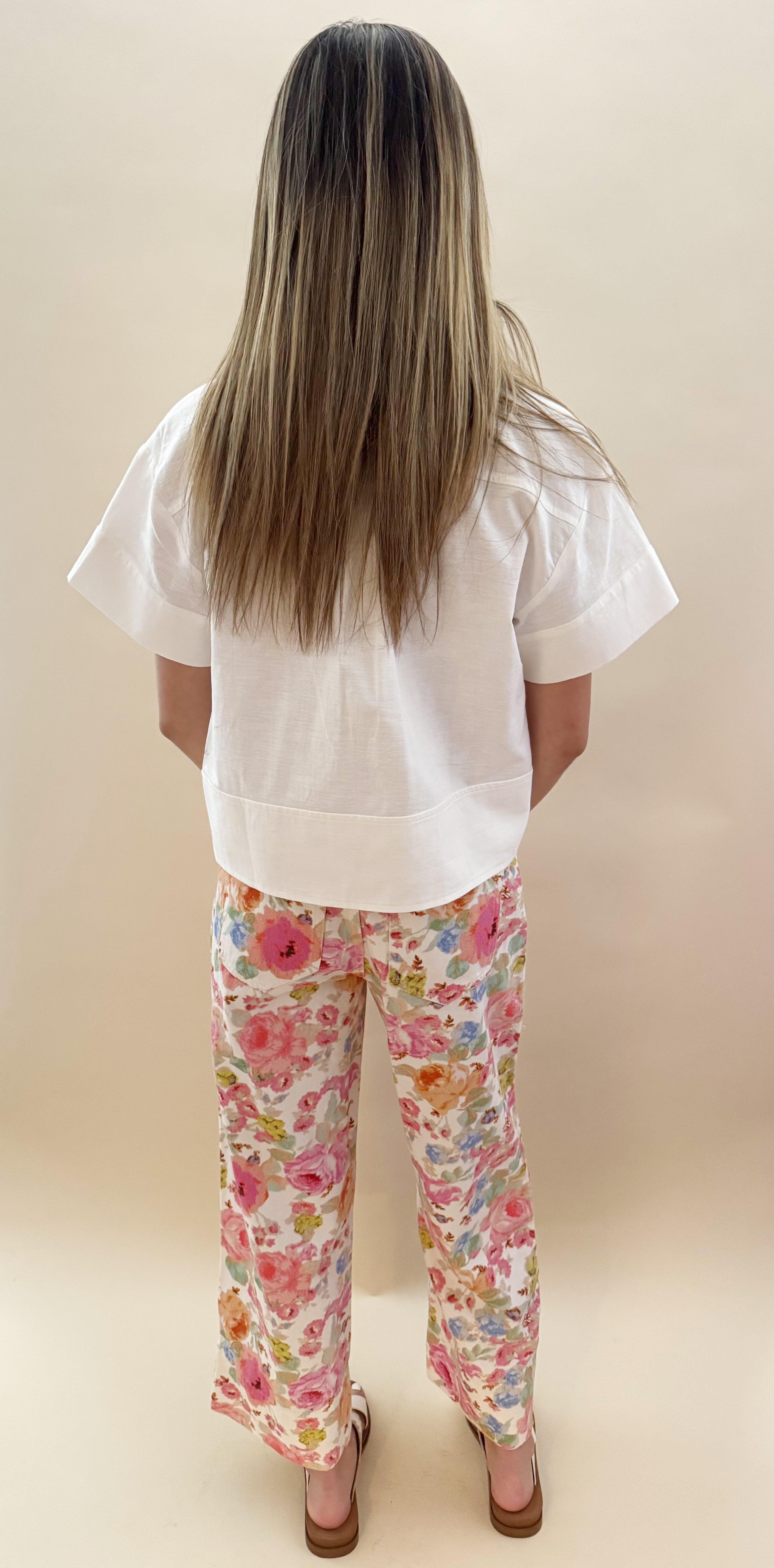 Multicolored floral wide legged pants