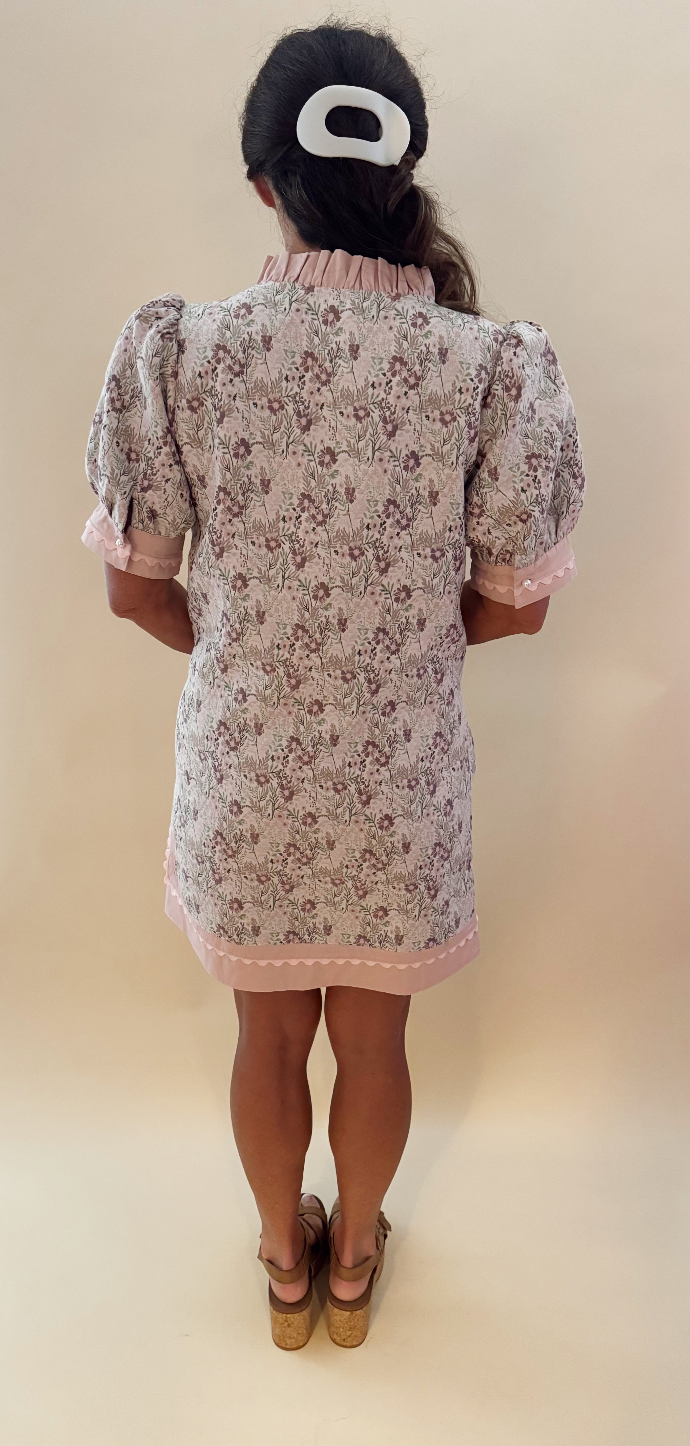 Pink Ruffle Collar Dress