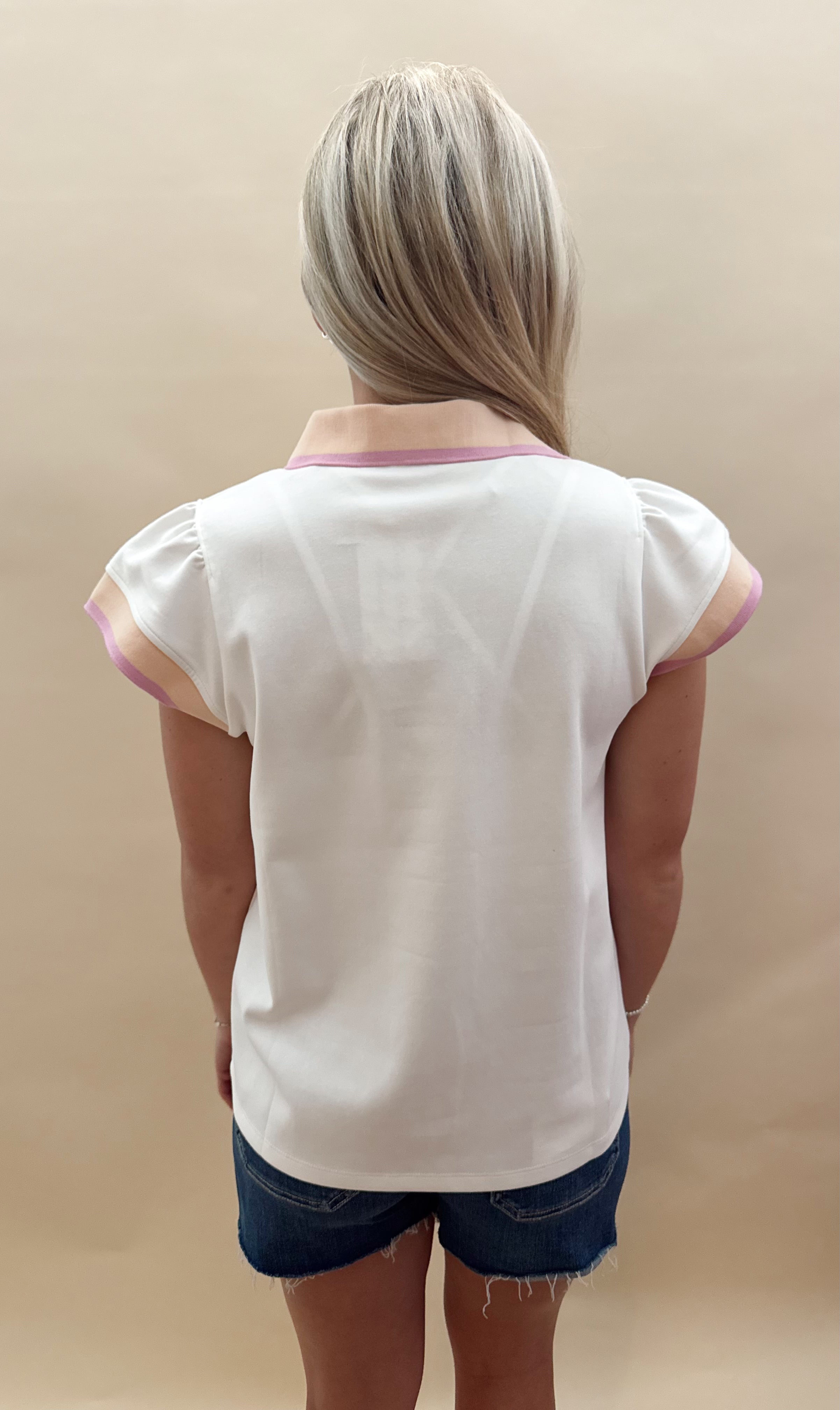 White cap sleeve polo