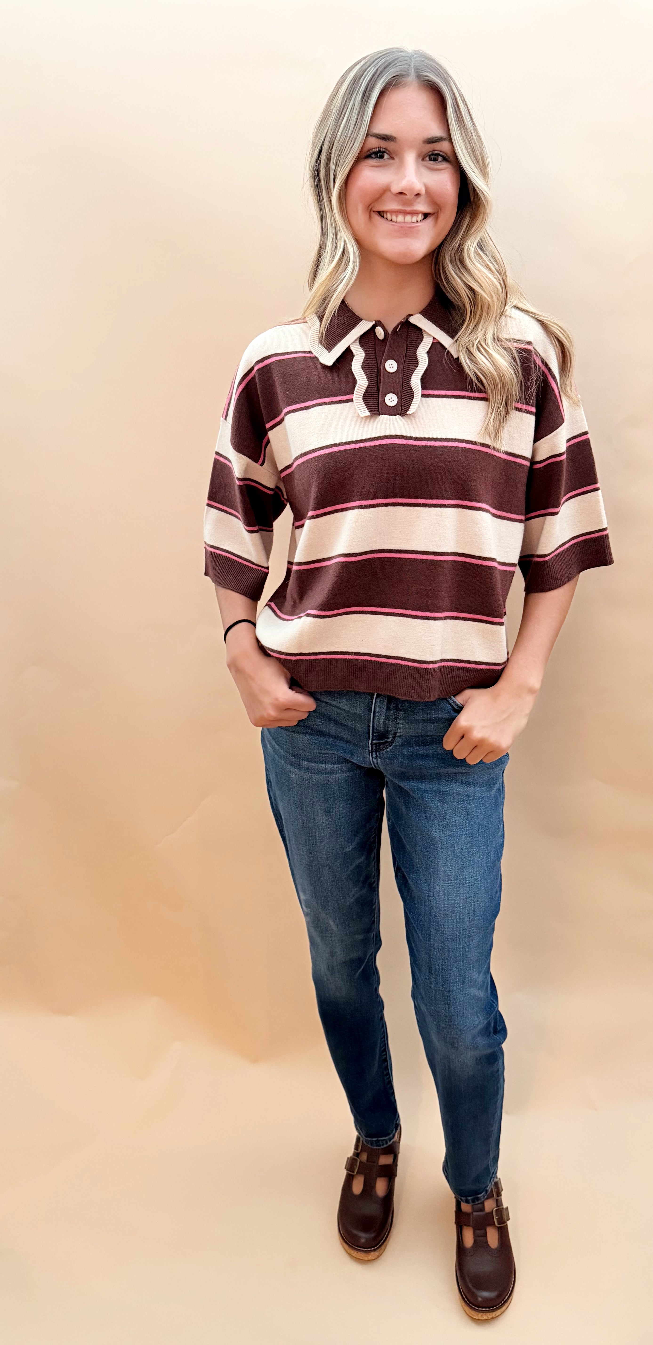 Striped Sweater with Collar