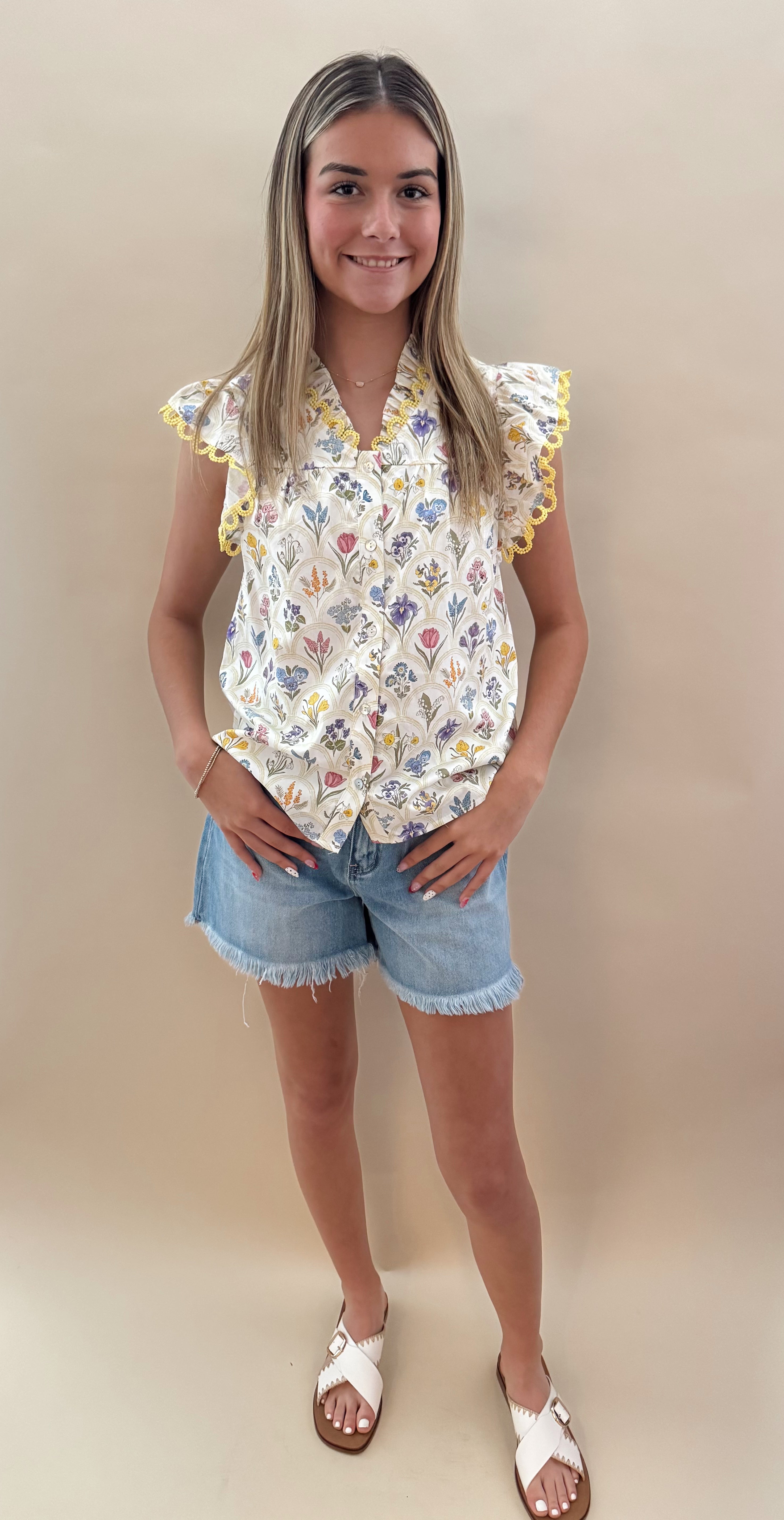 Multi-Floral Top Lace Sleeve