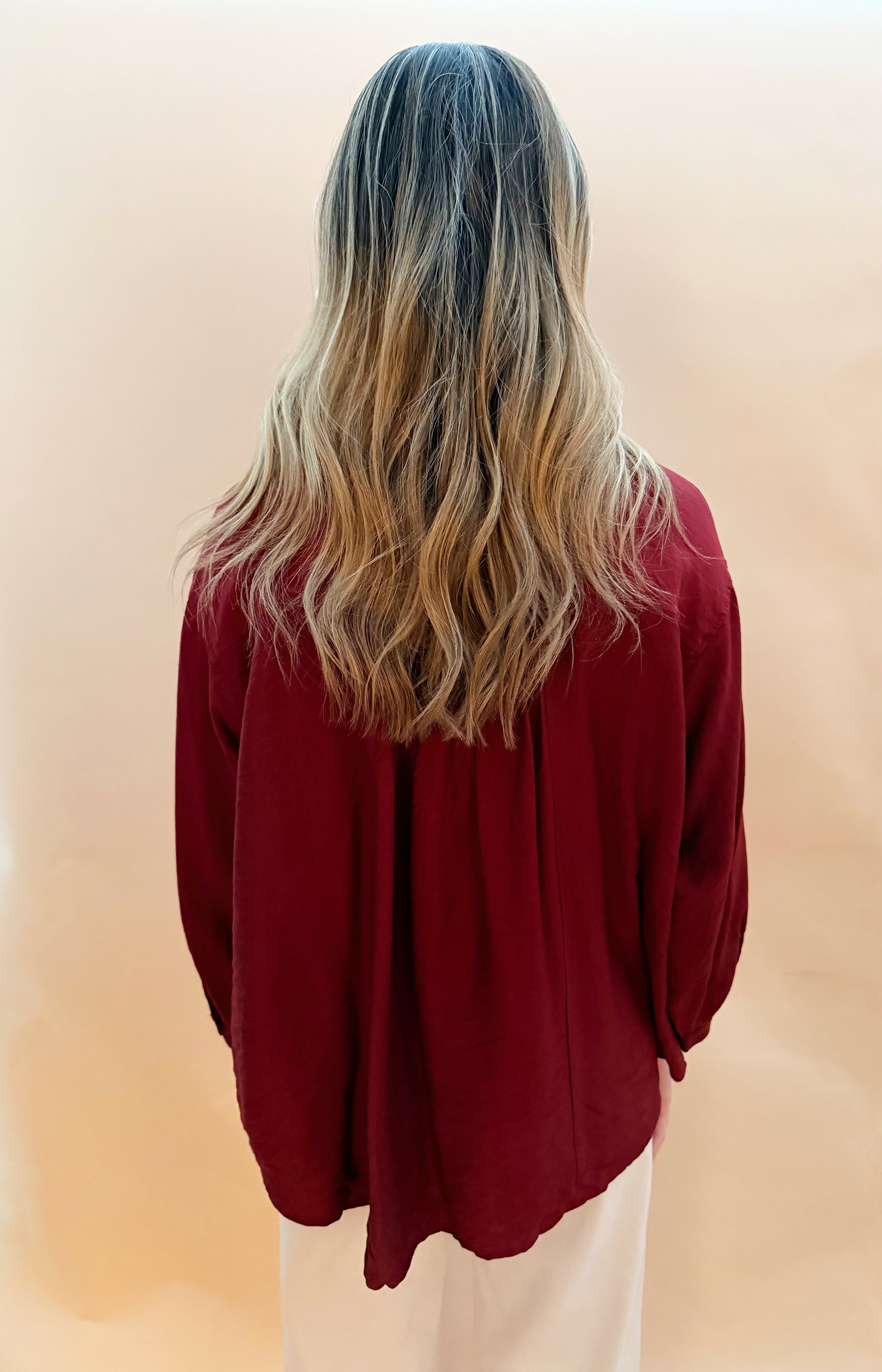 Long sleeved button blouse smock details