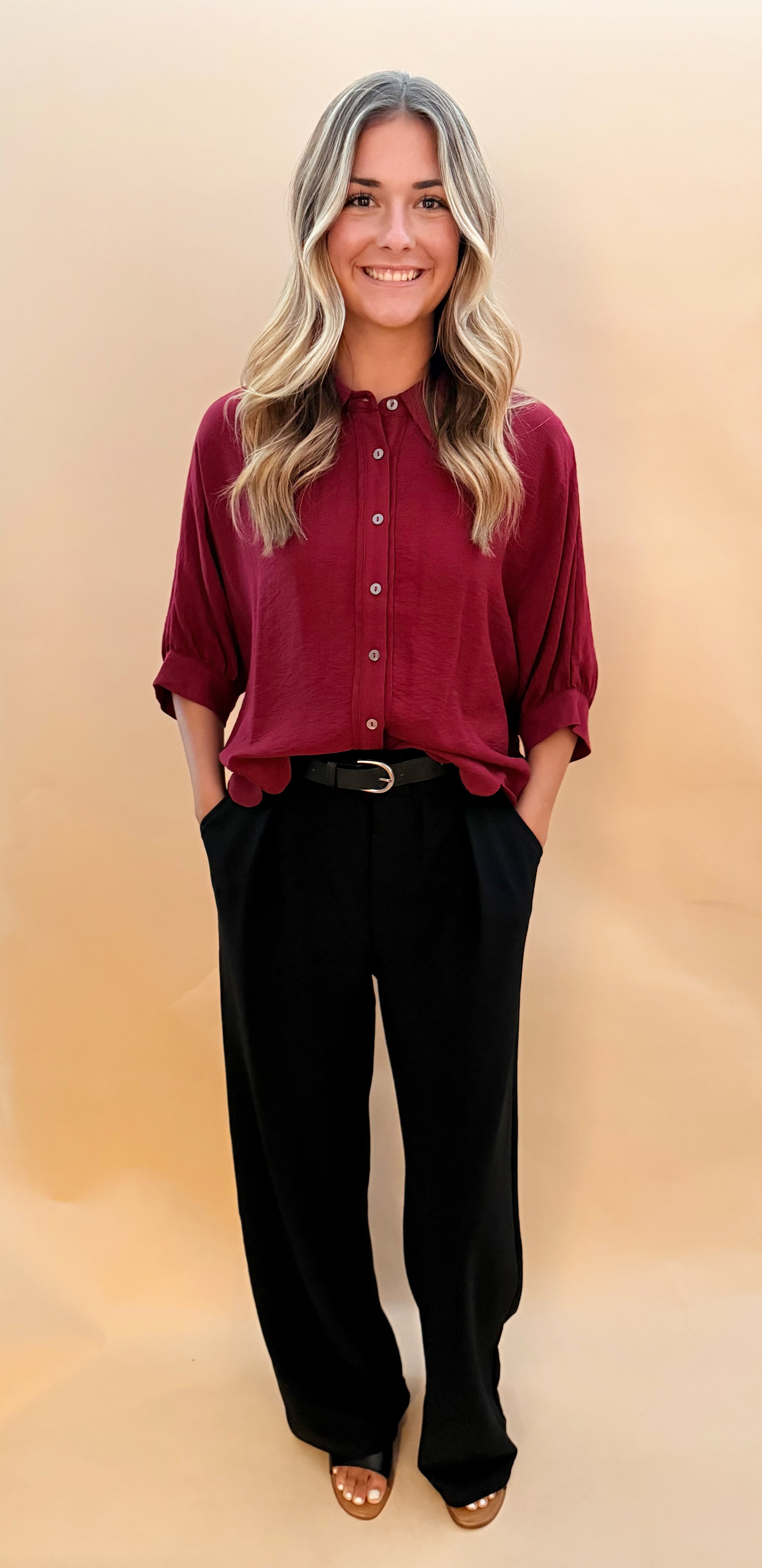 Wide Leg Dressy Pants with Belt