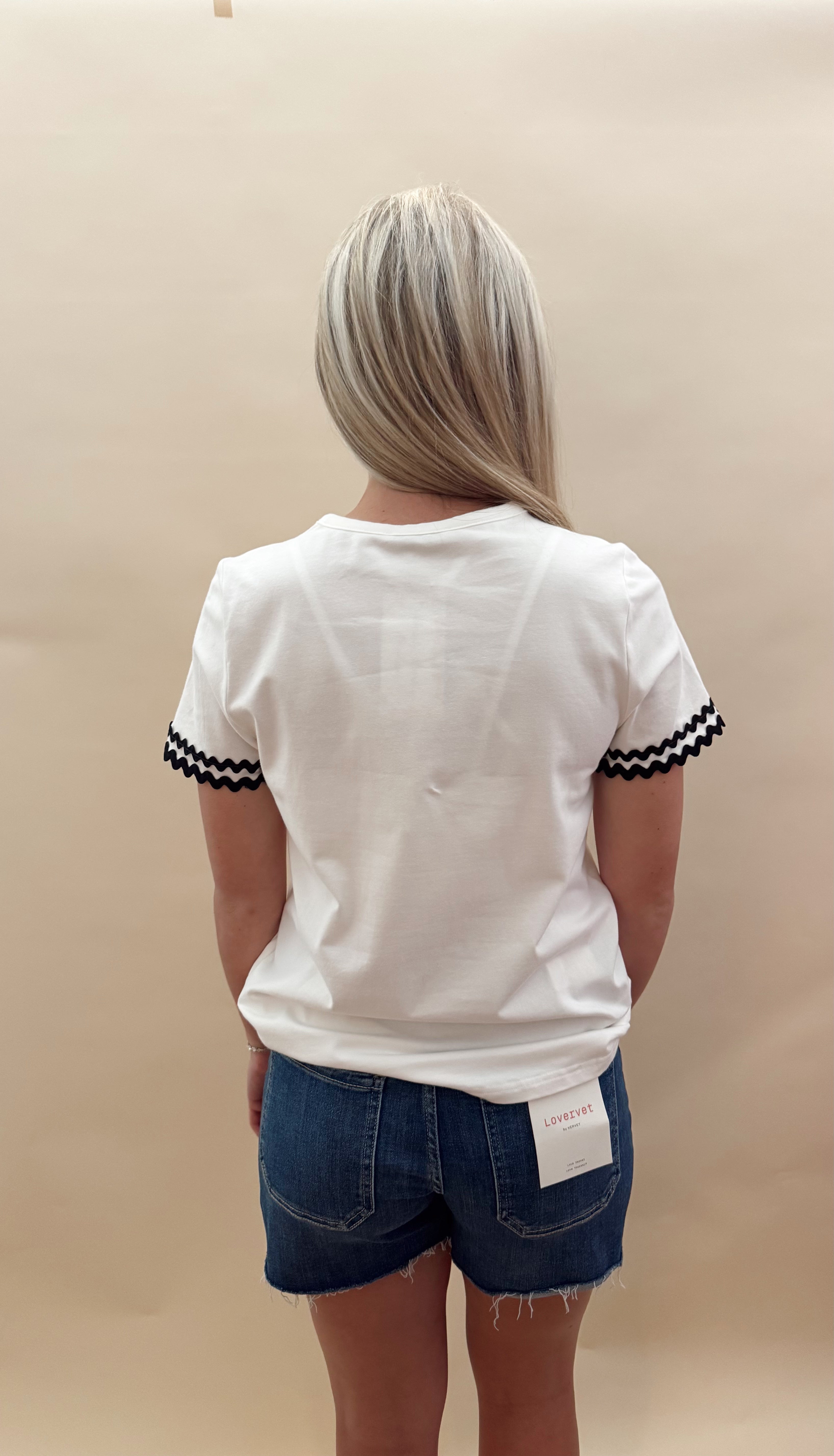 White top with black trim