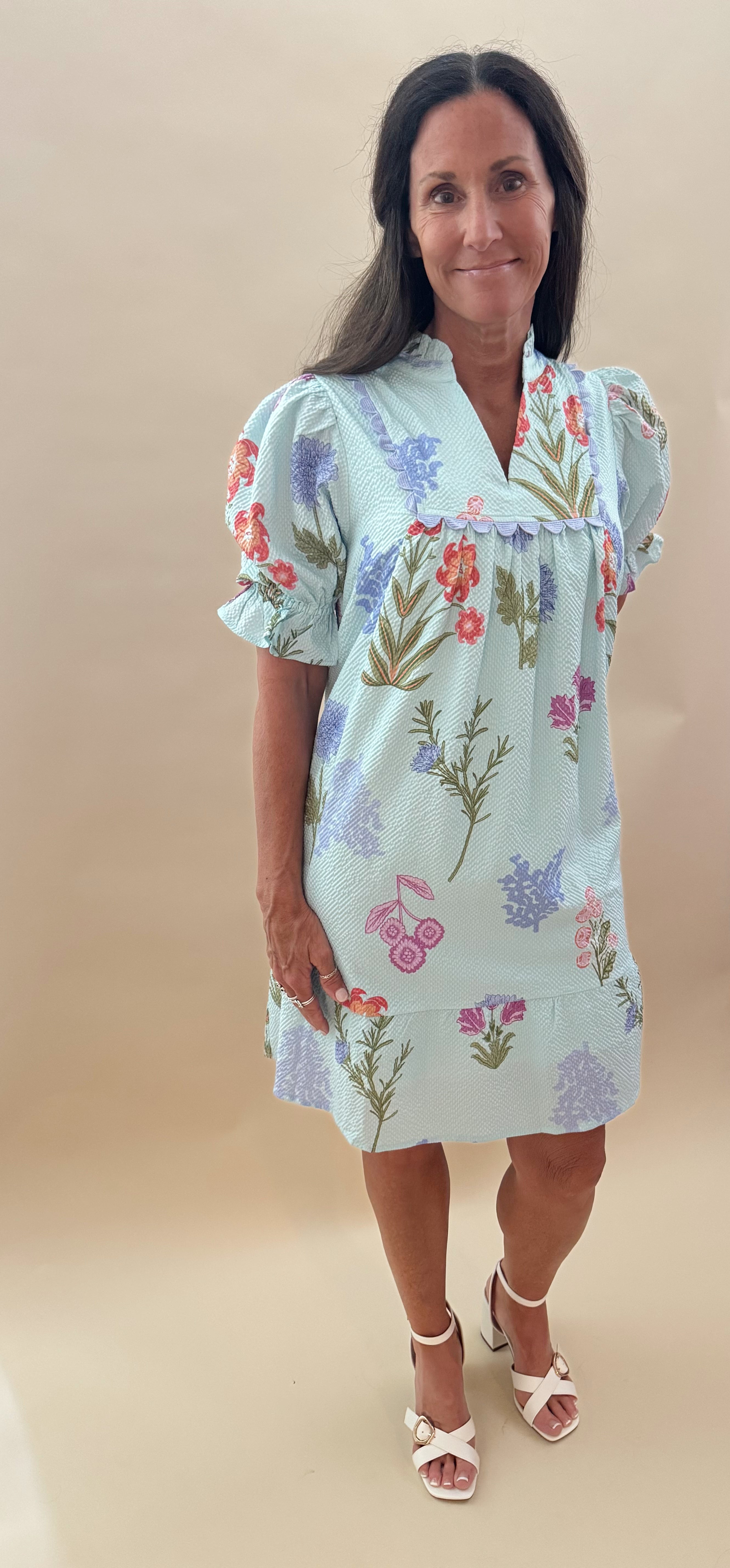 Blue and purple floral dress