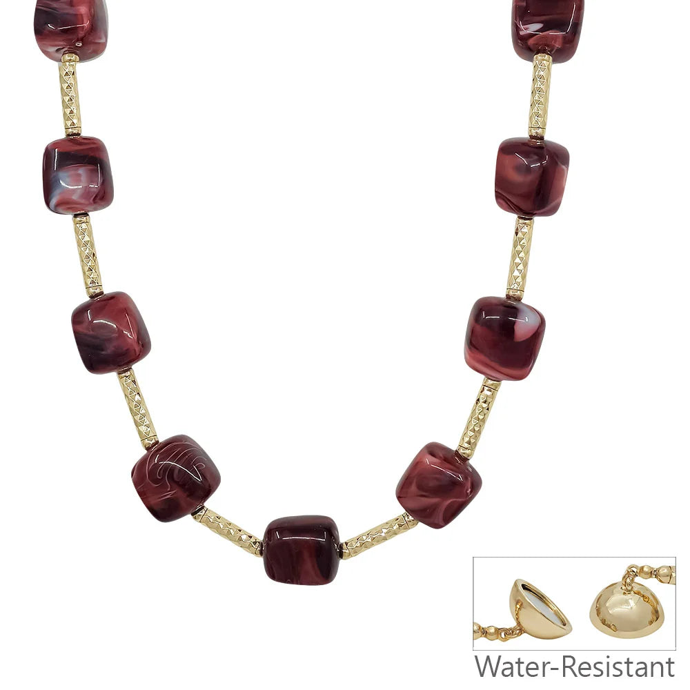 Beaded and gold bar necklace