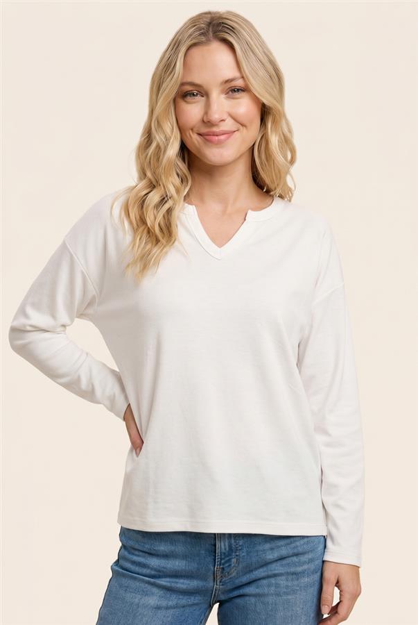 Long sleeve v split neck