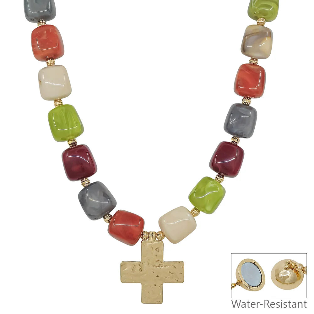 Beaded cross necklace