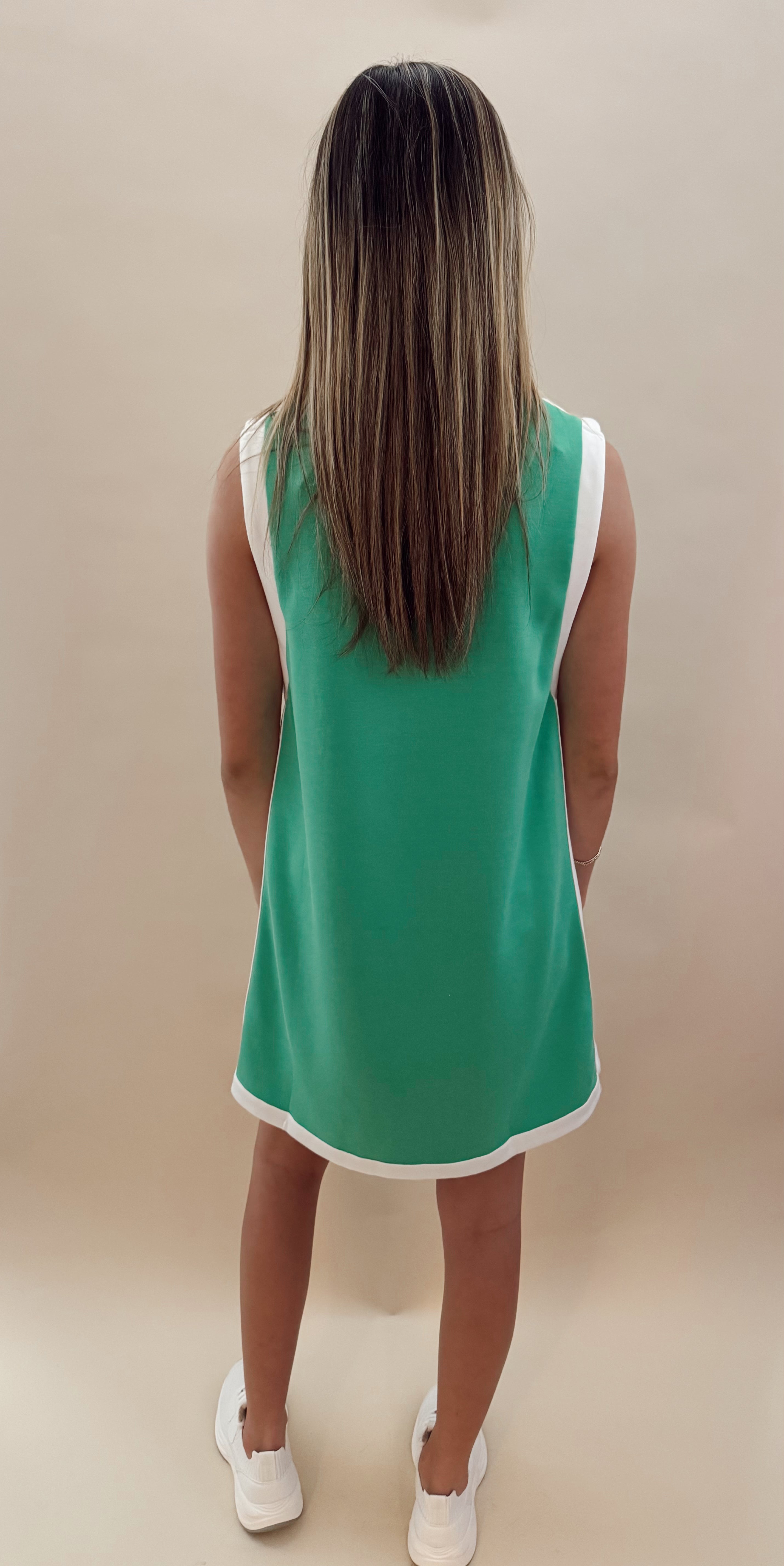 Green v-neck athletic dress