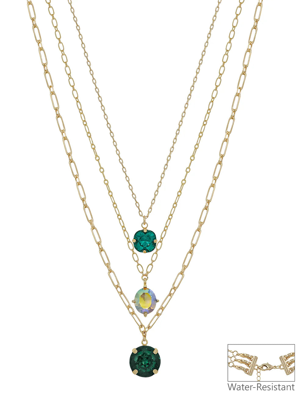 Gold Triple Layered Multi Way Crystal Drop