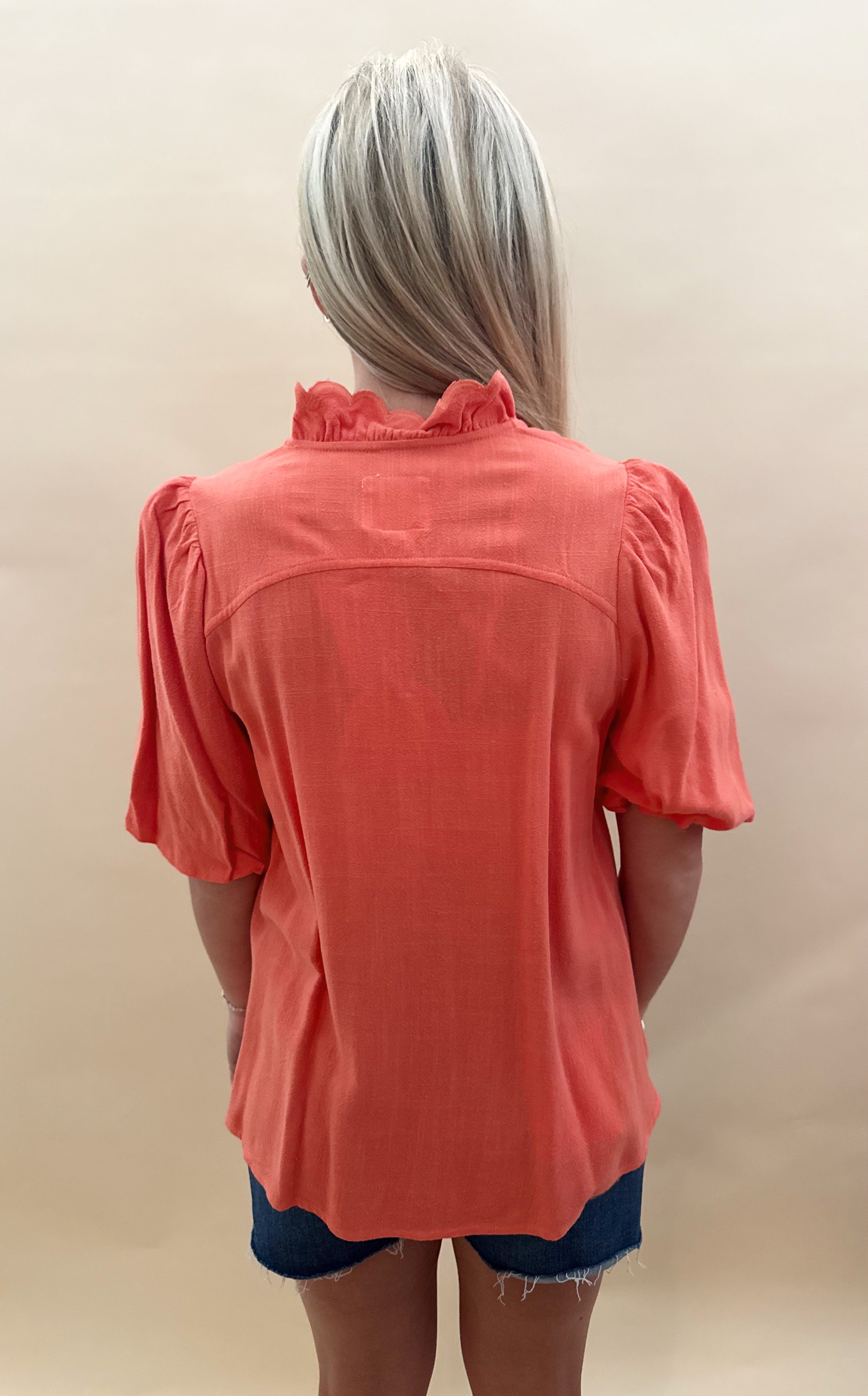 Coral linen top
