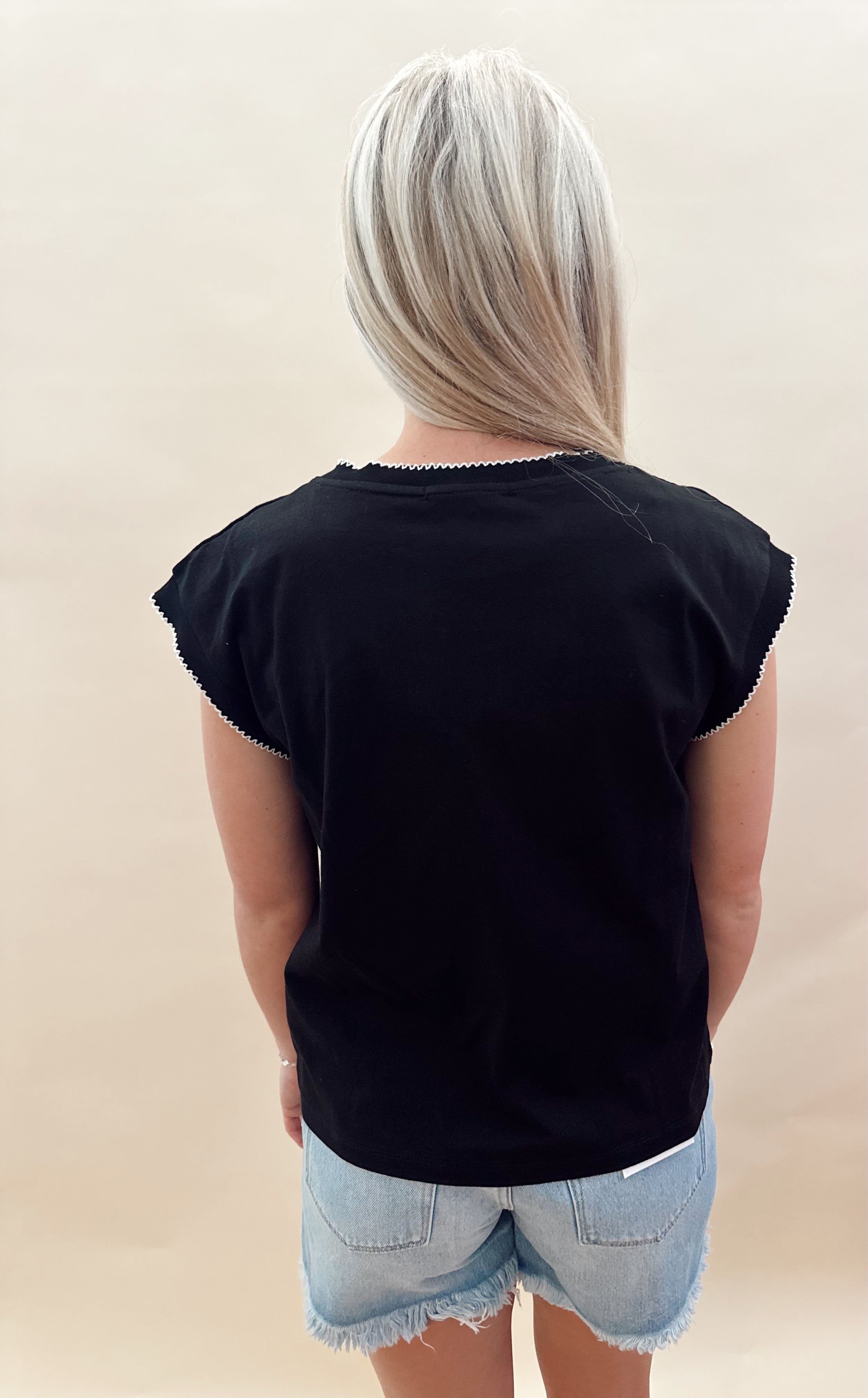 Black v-neck top