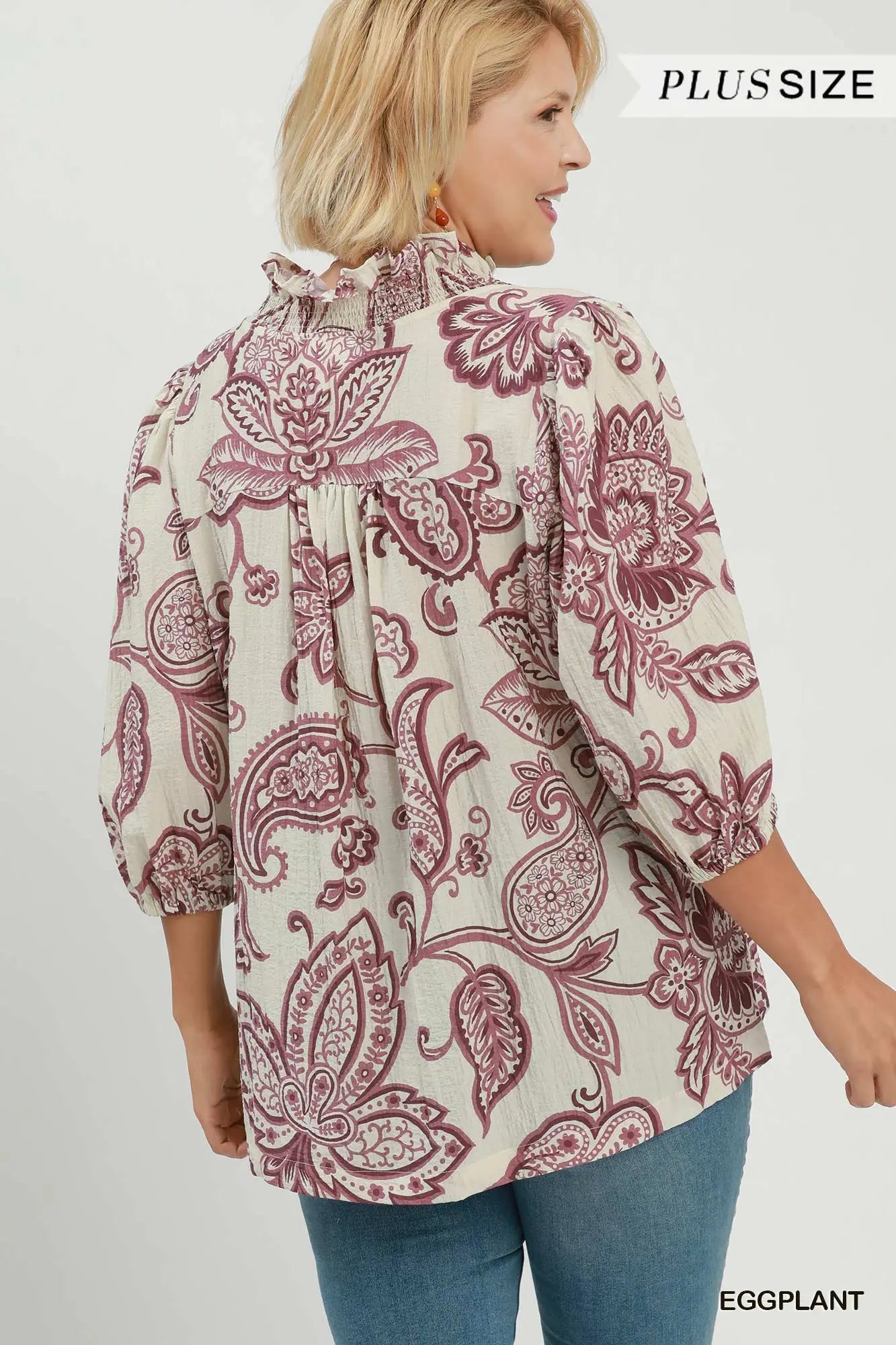 Abstract Print Textured Top