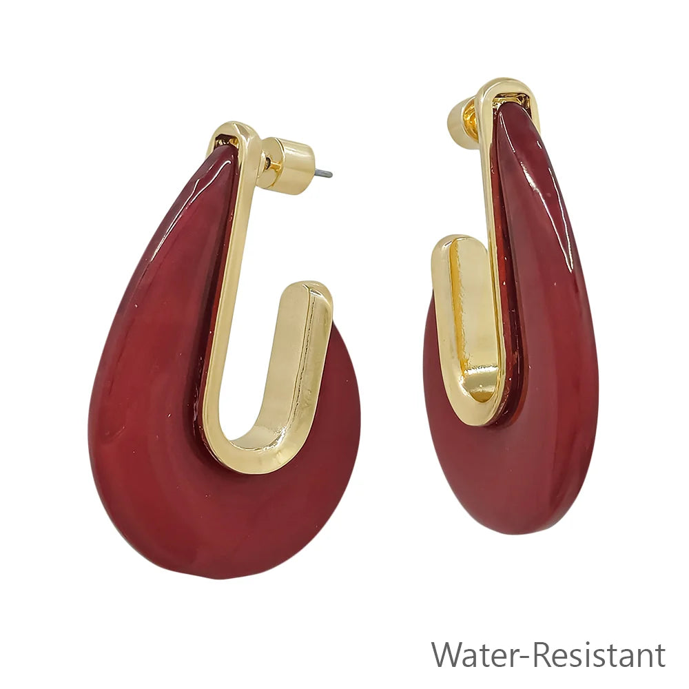 Acrylic and gold teardrop earring