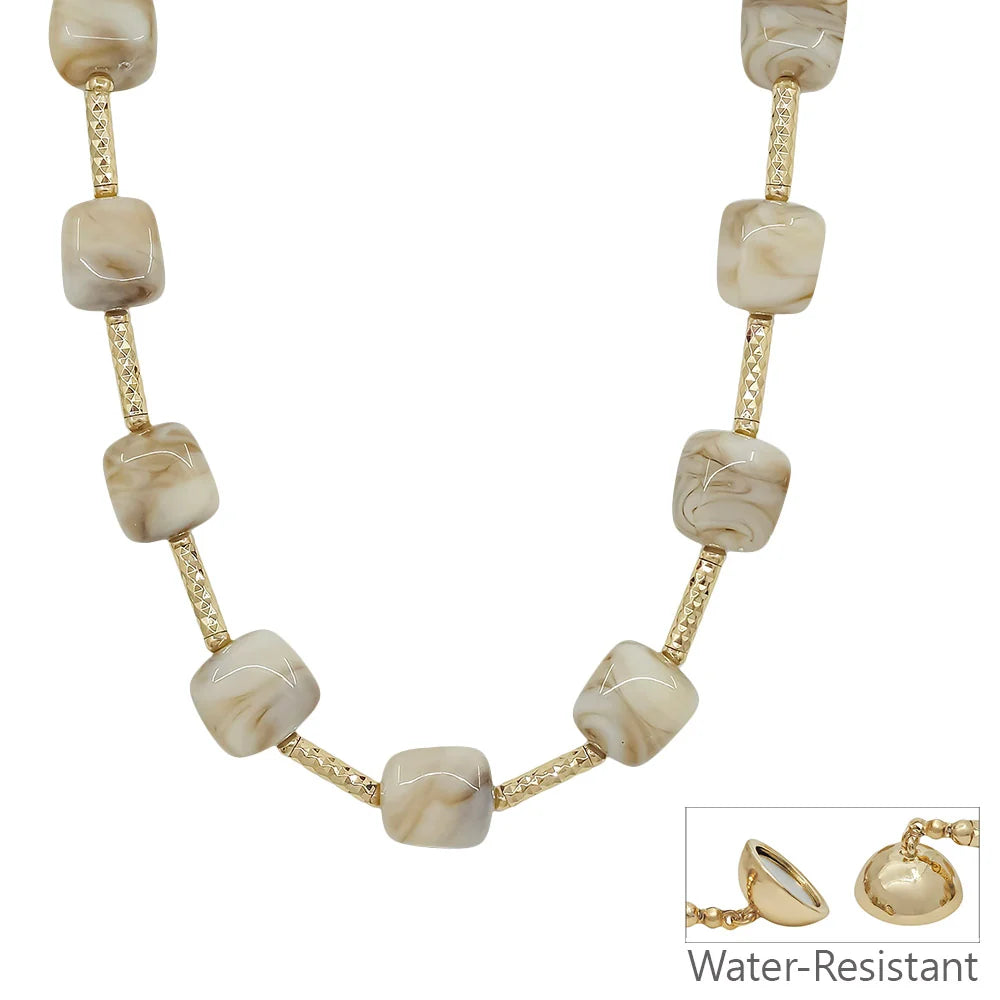 Beaded and gold bar necklace