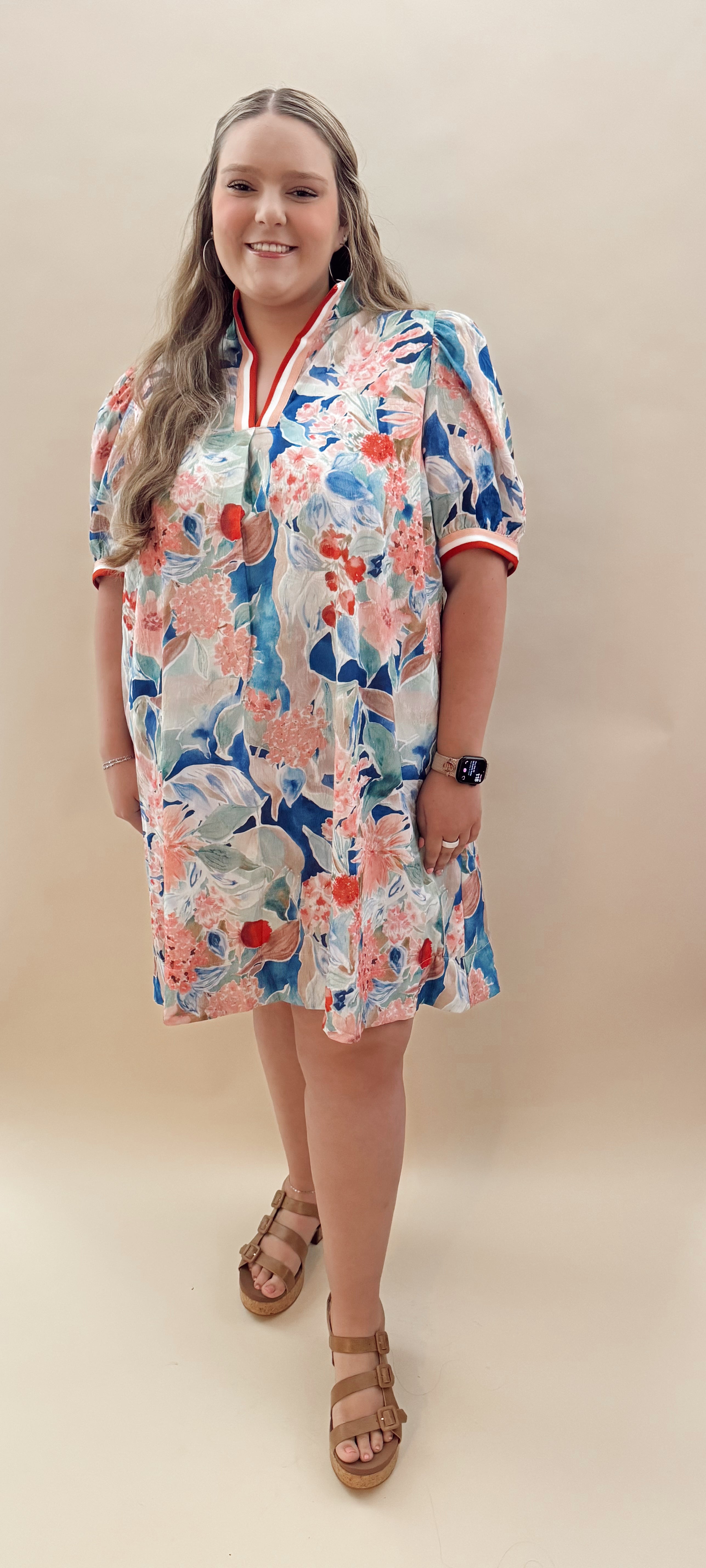 Floral Dress with Peach accents