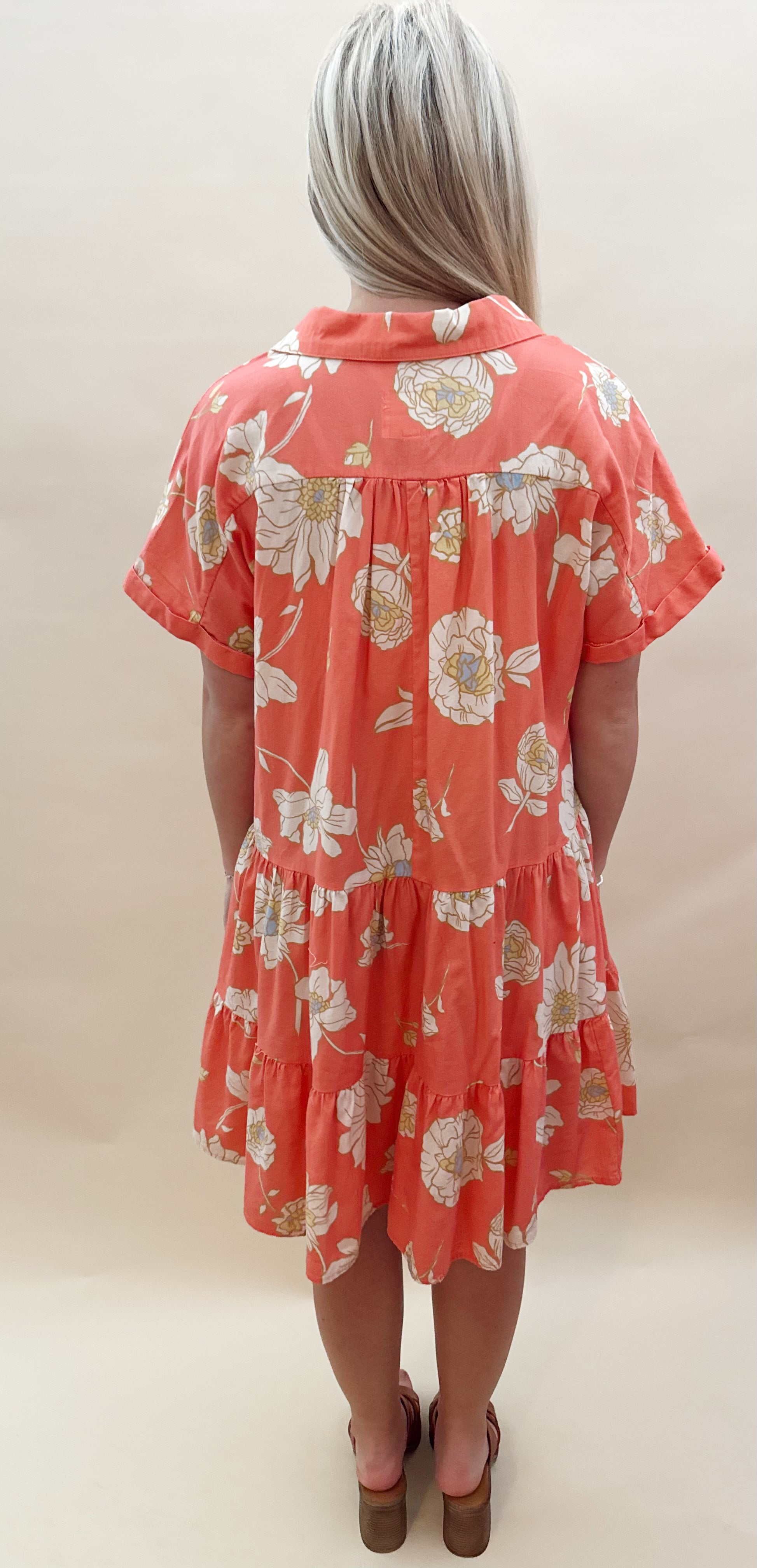 Coral floral dress