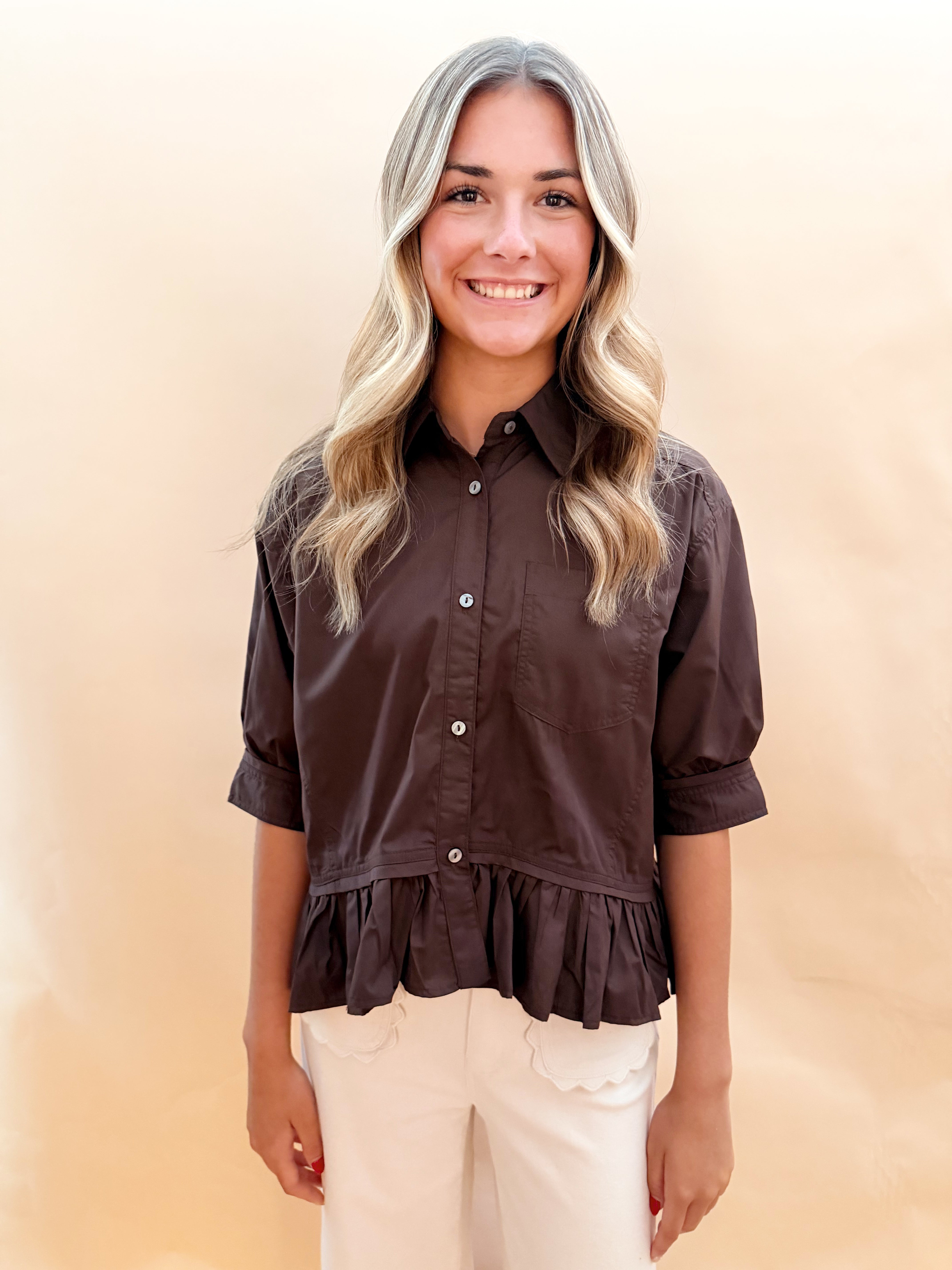 Solid peplum top